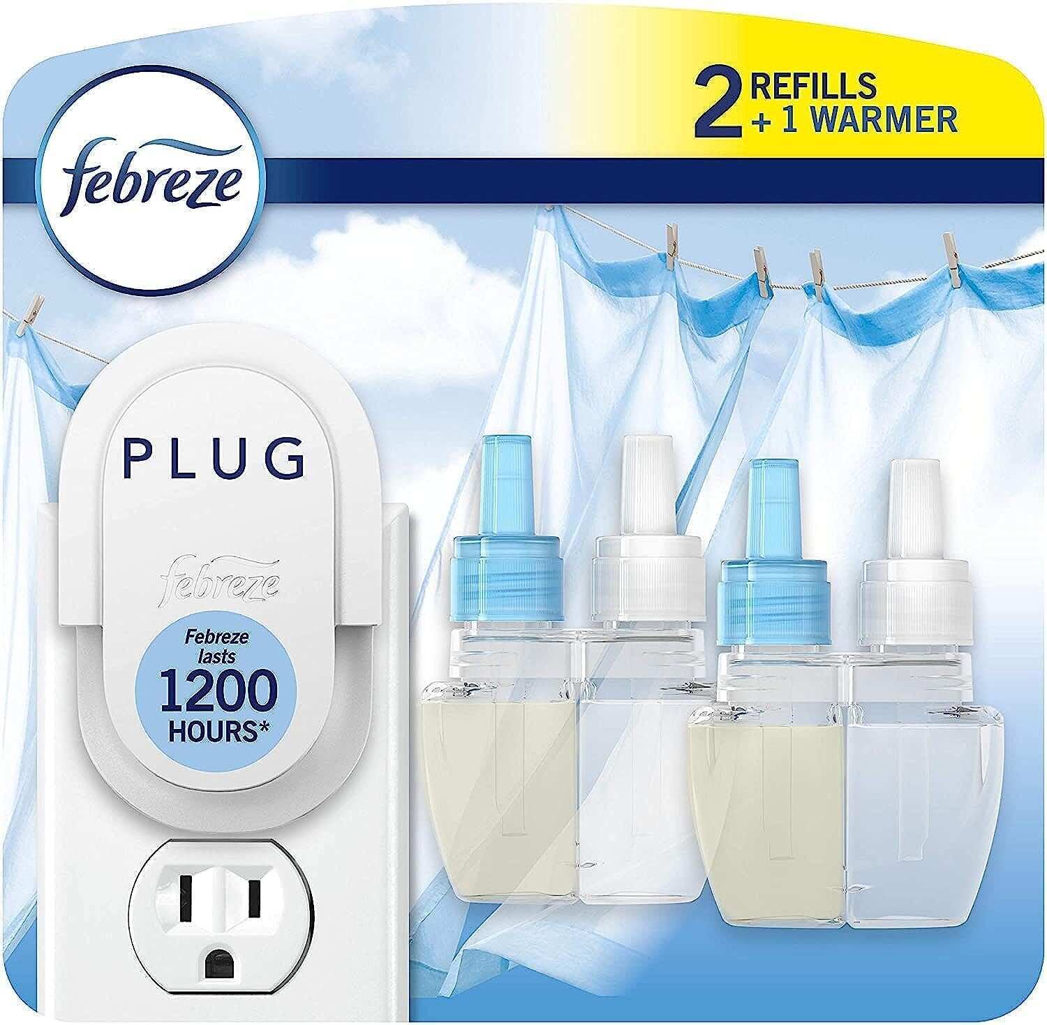 Febreze Odor-Fighting Fade Defy PLUG Air Freshener, Mountain, Ocean, Amber, (3) .87 fl. oz. Oil Refills