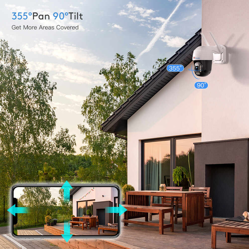 4K 8MP Security Camera Outdoor Ctronics PTZ WiFi  Surveillance Camera with Intelligent Human /Vehicle Detection for Home Security