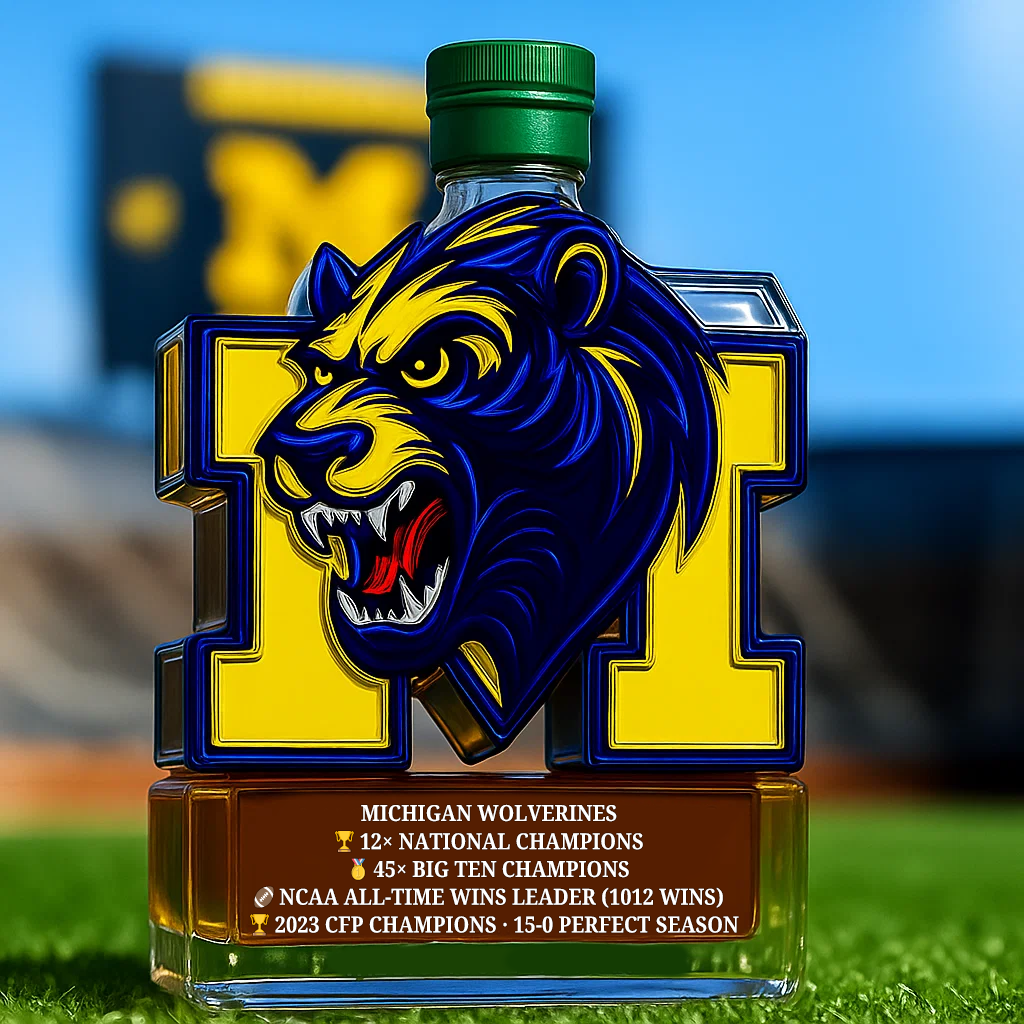 University of Michigan Michigan Wolverines Whiskey Bottle