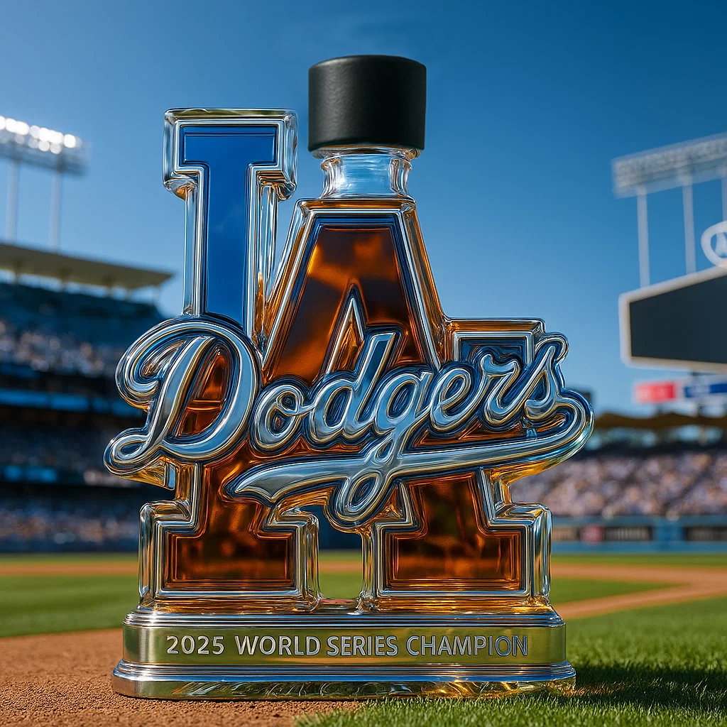 Los Dodgers 2025 World Series Champions Whiskey Bottle