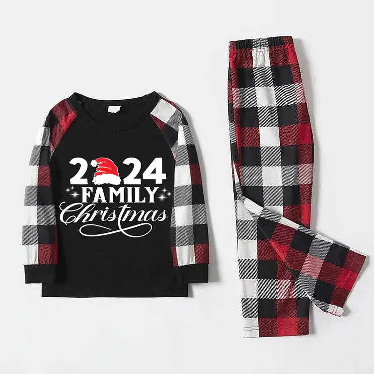 2024 Family Christmas Black Plaid Monogrammed Pajama Set