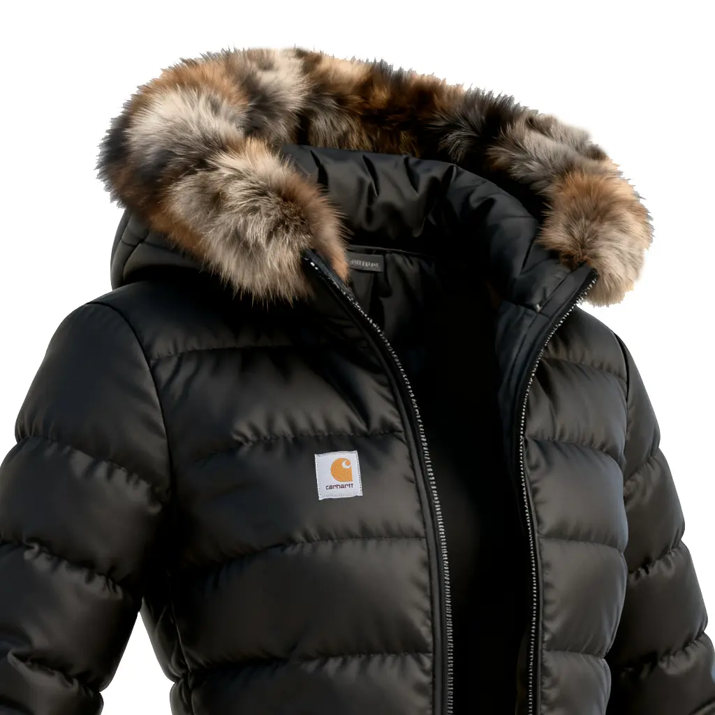 Carhartt Women's Elegant Warm Winter Jacket With Faux Fur Hood