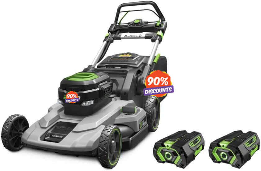 Power+ LM2102SP-A 21-Inch 56-Volt Lithium-ion Self-Propelled Cordless Lawn Mower (2) 4.0Ah Battery and Rapid Charger Included,Black