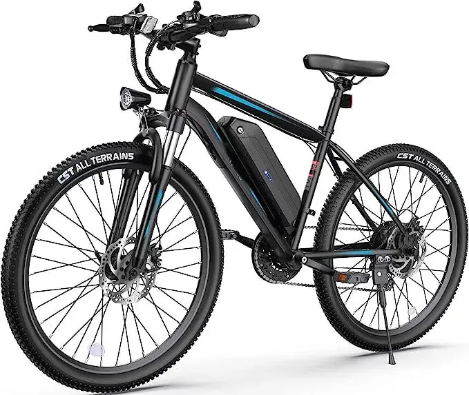 27.5'' E-Bikes with 500W Motor, 21.6MPH Mountain Bike with Lockable Suspension Fork, Removable Battery, Professional 21 Speed Gears Bicycle