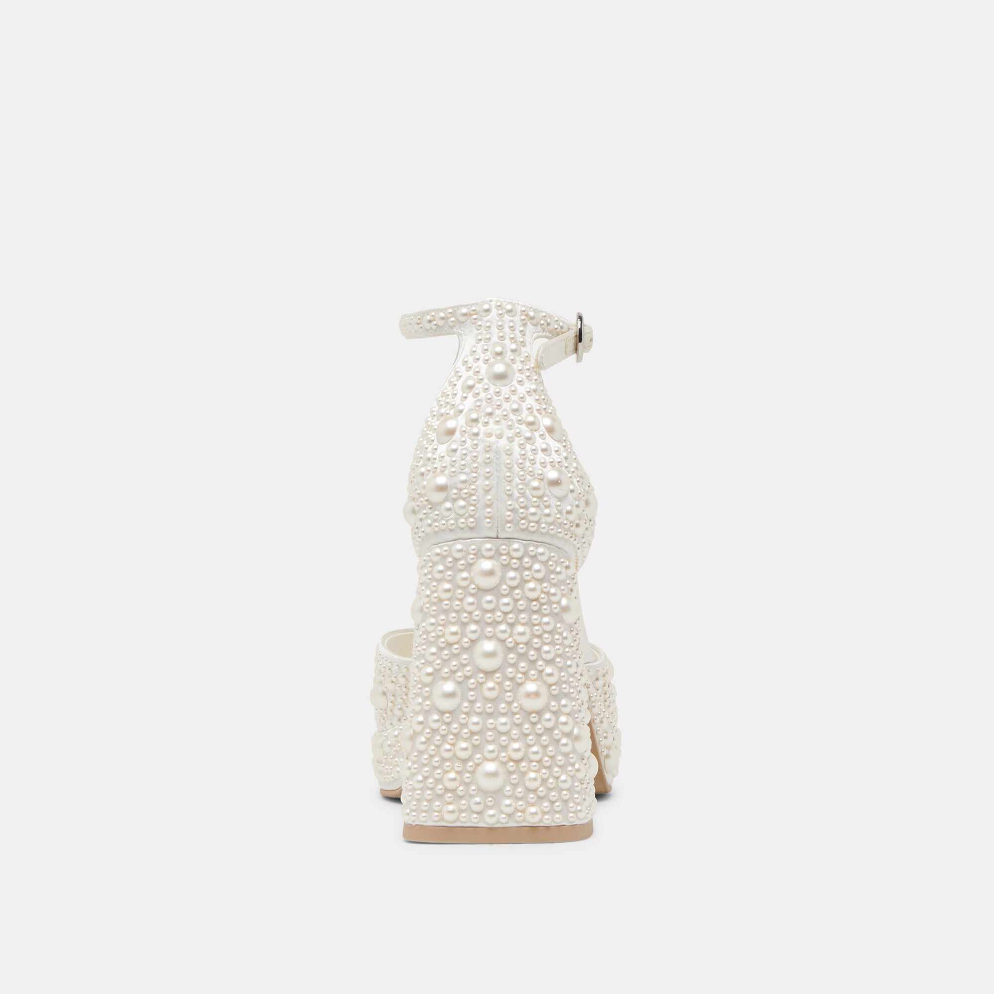 PANDRO PEARL WIDE HEELS TRUE WHITE SATIN