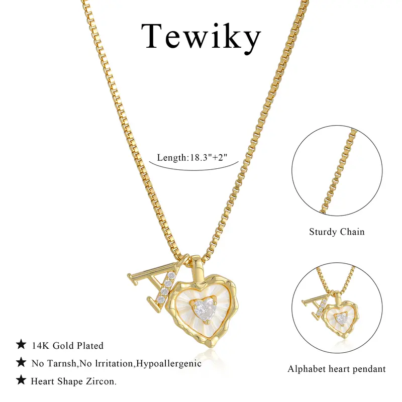 🔥Last Day 69% OFF ✨Gold Shell Heart CZ A-Z Initial Necklace, Valentine's Day Jewelry Gift