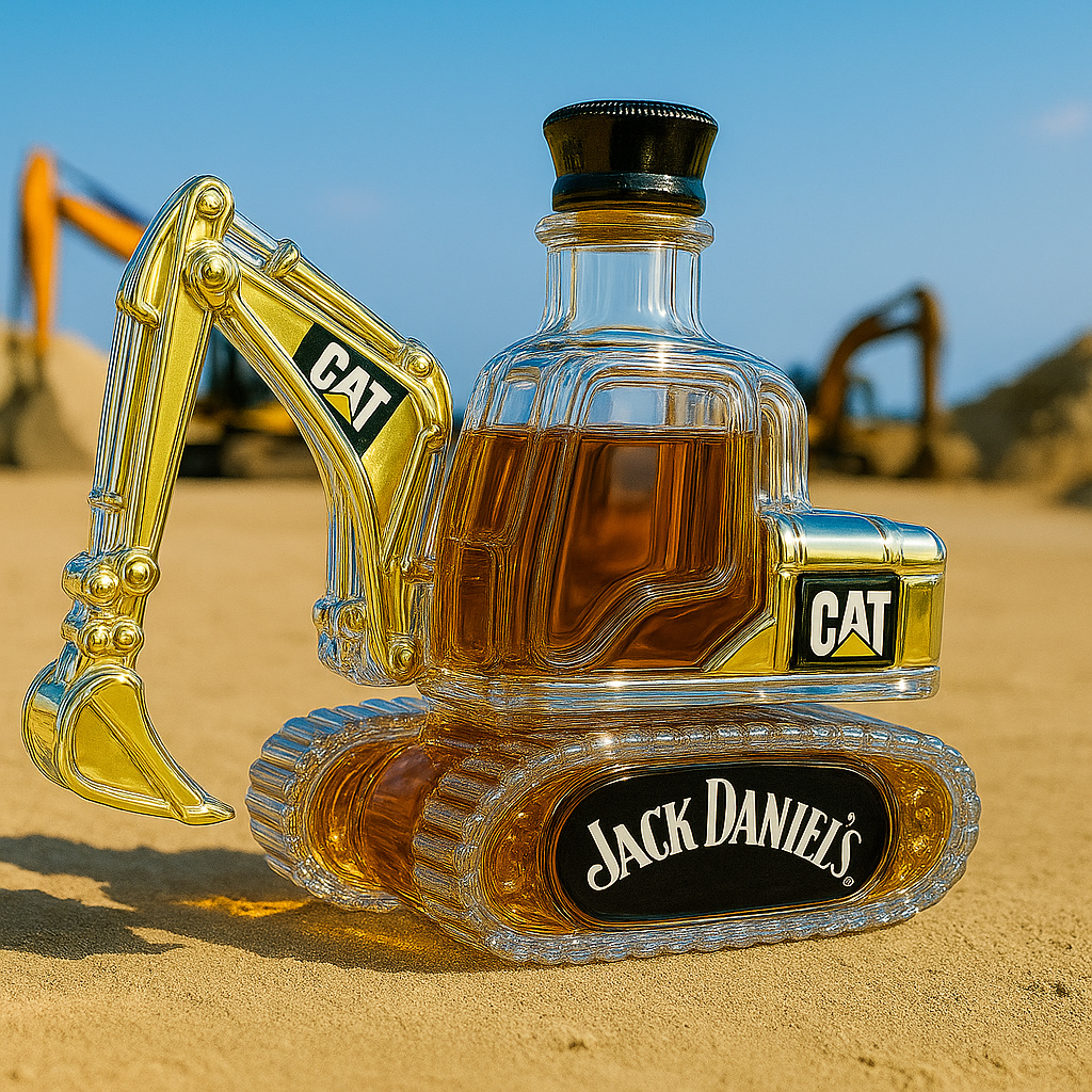 Caterpillar Excavator Whiskey Bottle