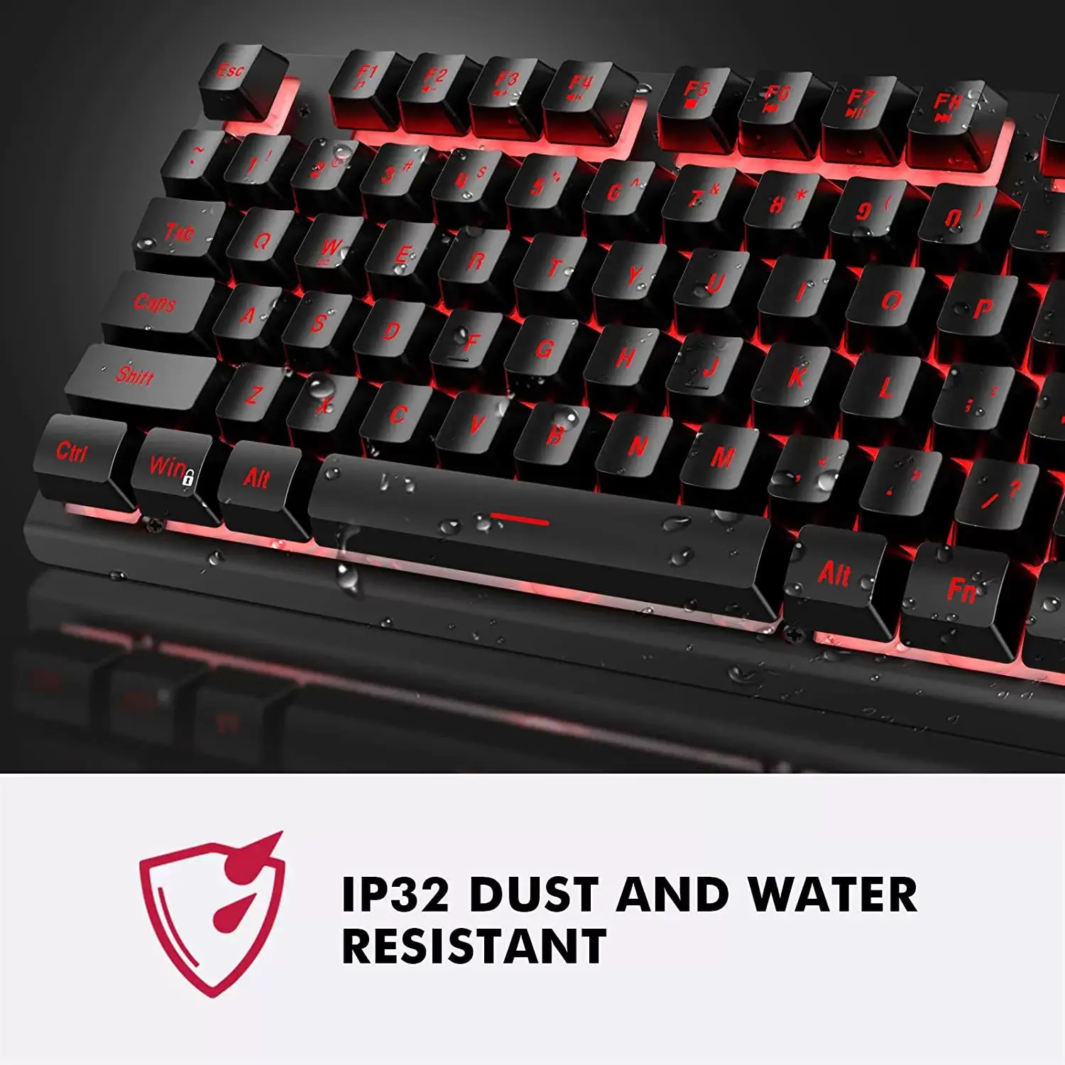 NPET K10 Wired Gaming Keyboard, LED Backlit, Spill-Resistant Design, Multimedia Keys, Quiet Silent USB Membrane Keyboard for Desktop, Computer, PC (Black)
