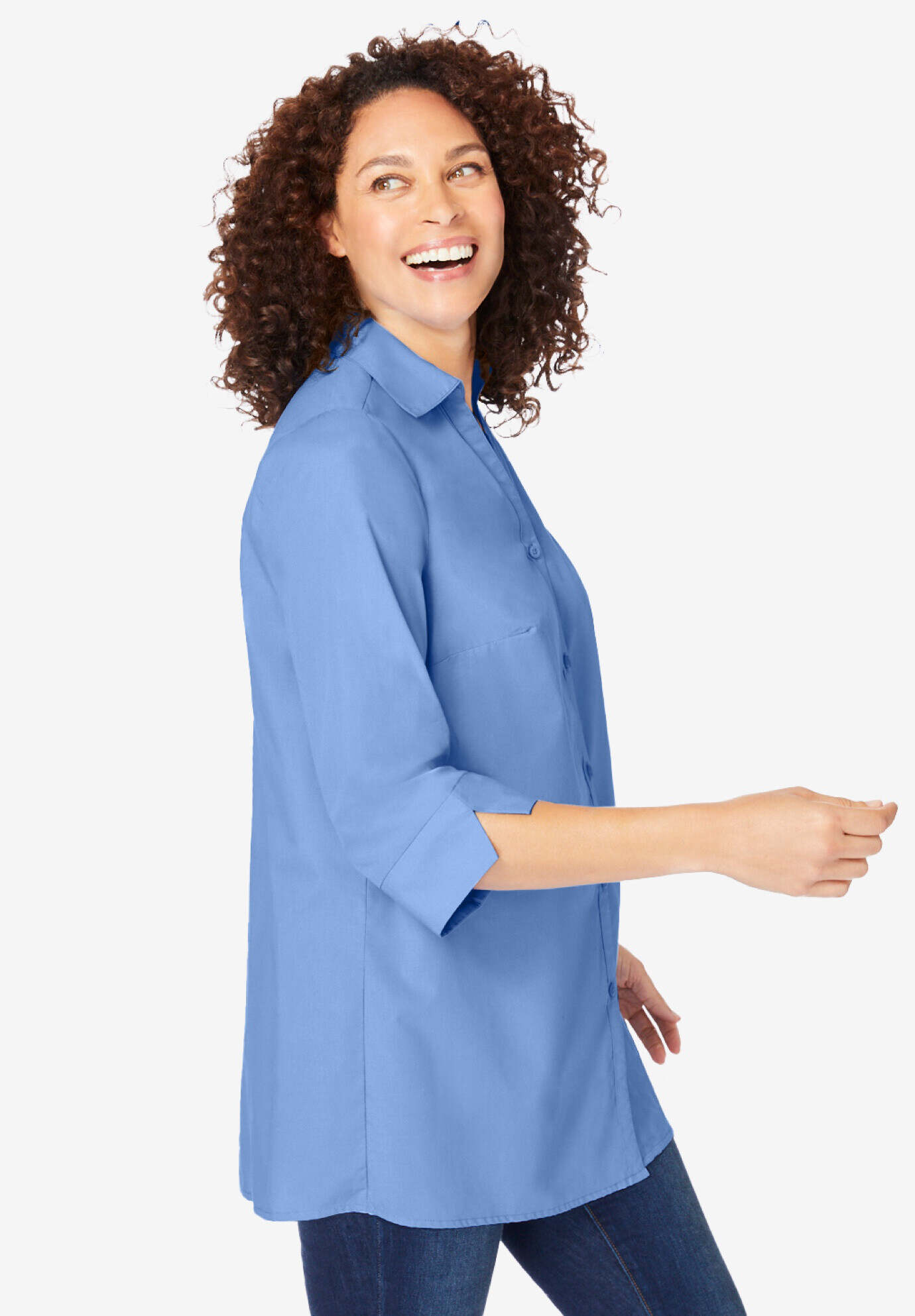Perfect Three-Quarter Sleeve Back Pleat Shirt