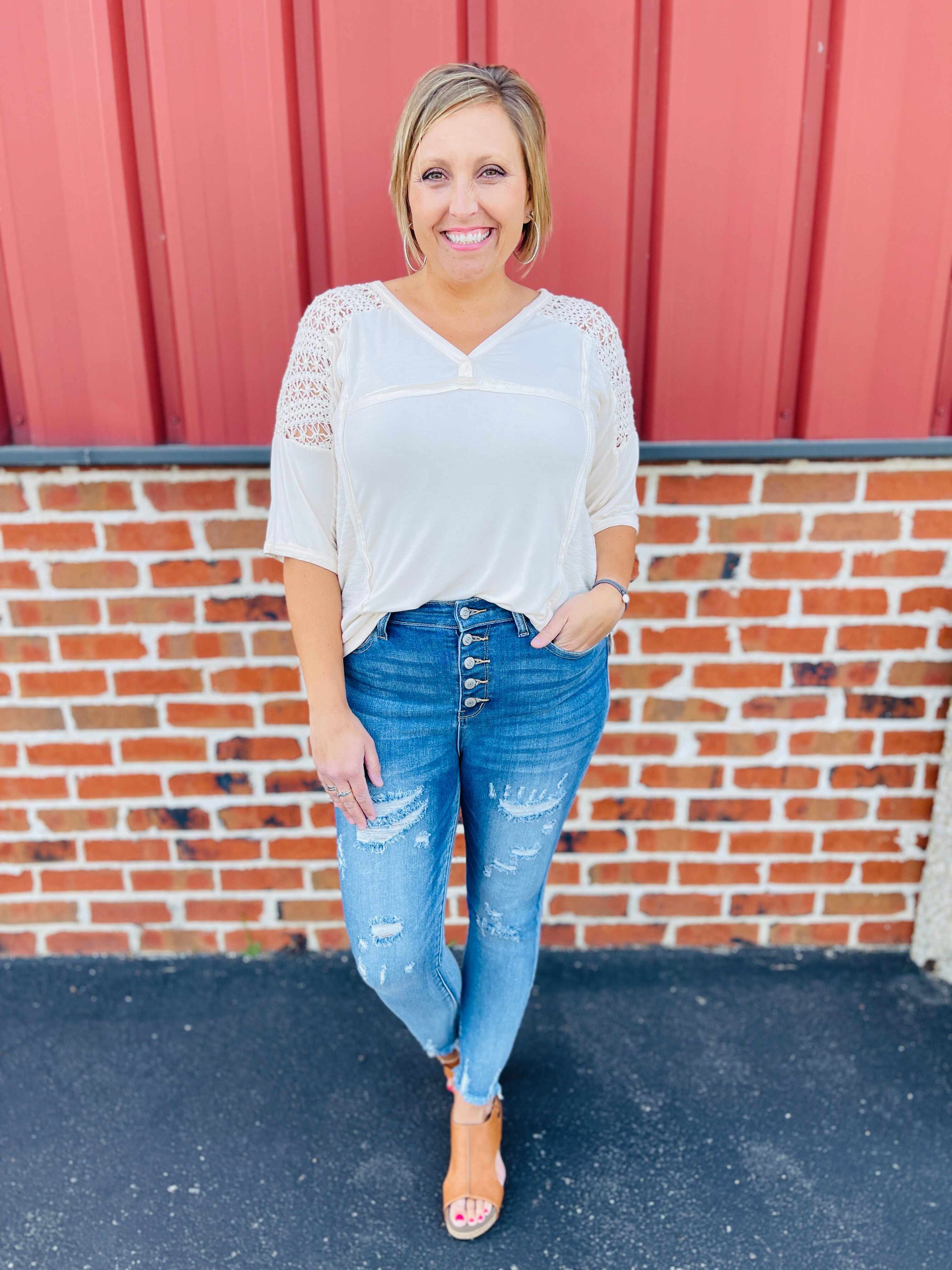 RESTOCK! PLUS/REG Cute As A Button Fly Skinny Jeans