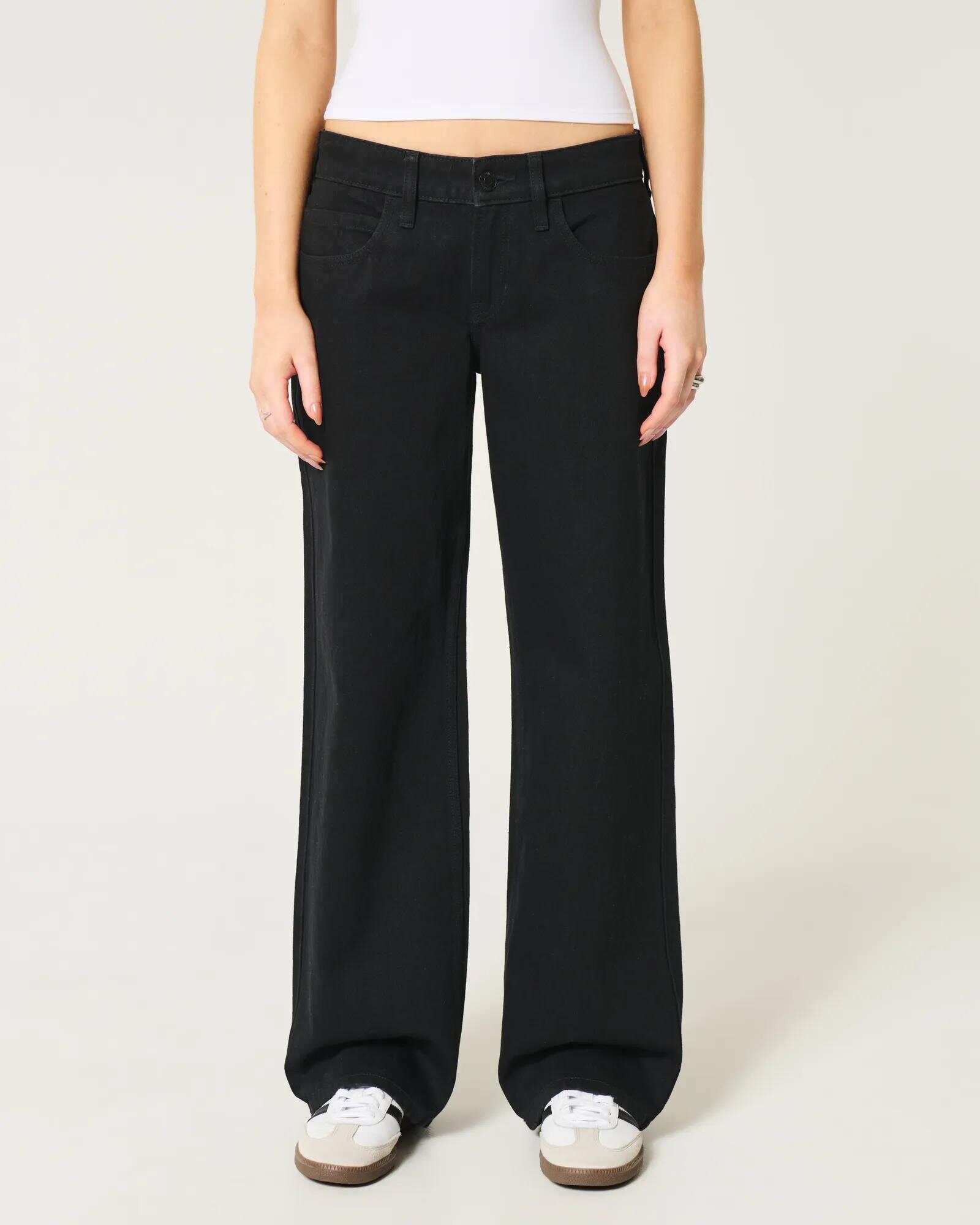 Low-Rise Dark Wash Baggy Jeans