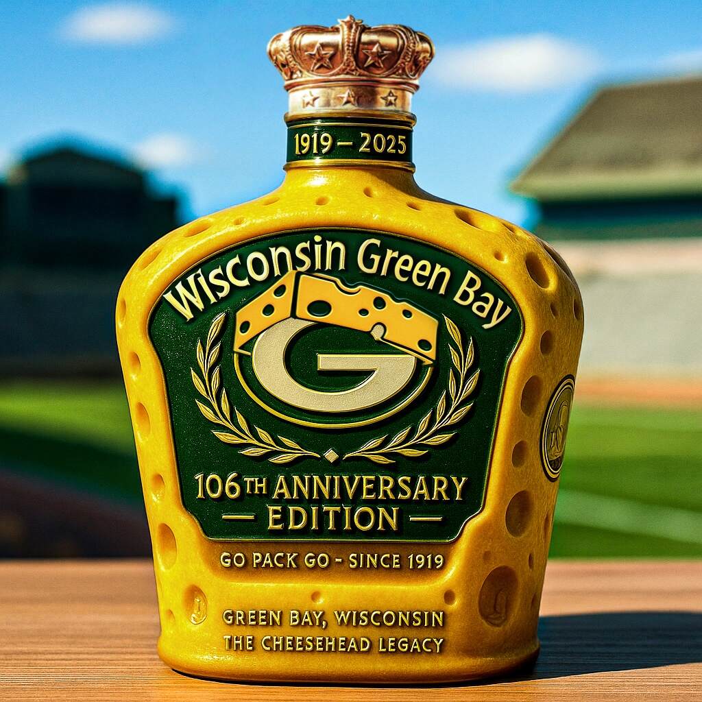 GREEN B🧀 Packers 106th Anniversary Whiskey Bottle