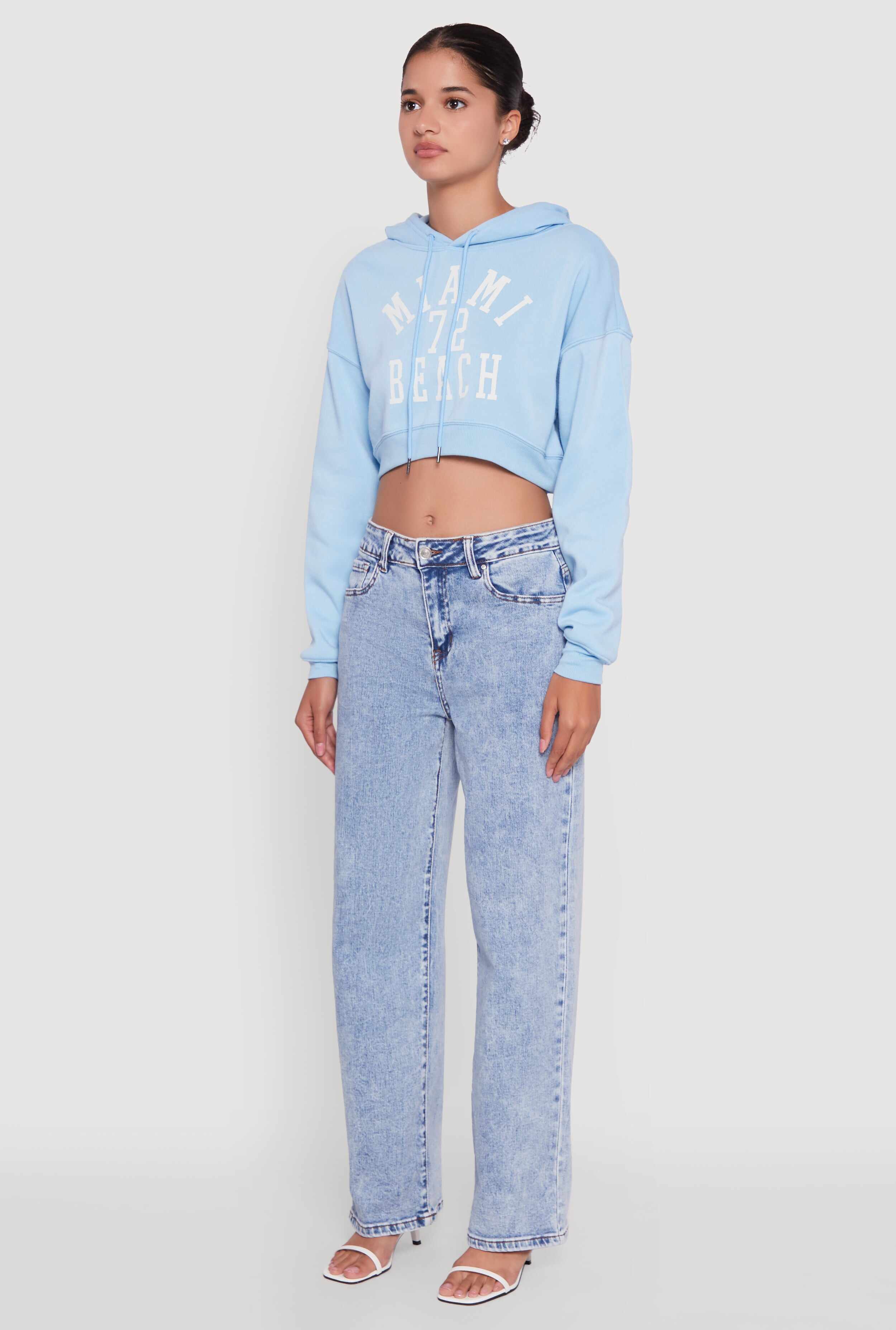 Fleece Graphic Cropped Pullover Hoodie