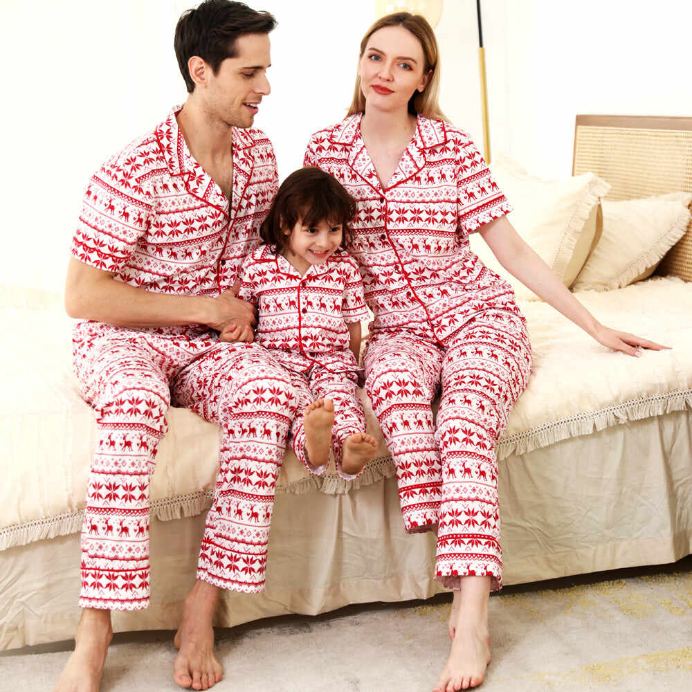 Family Matching Red Print Family Pajamas Set