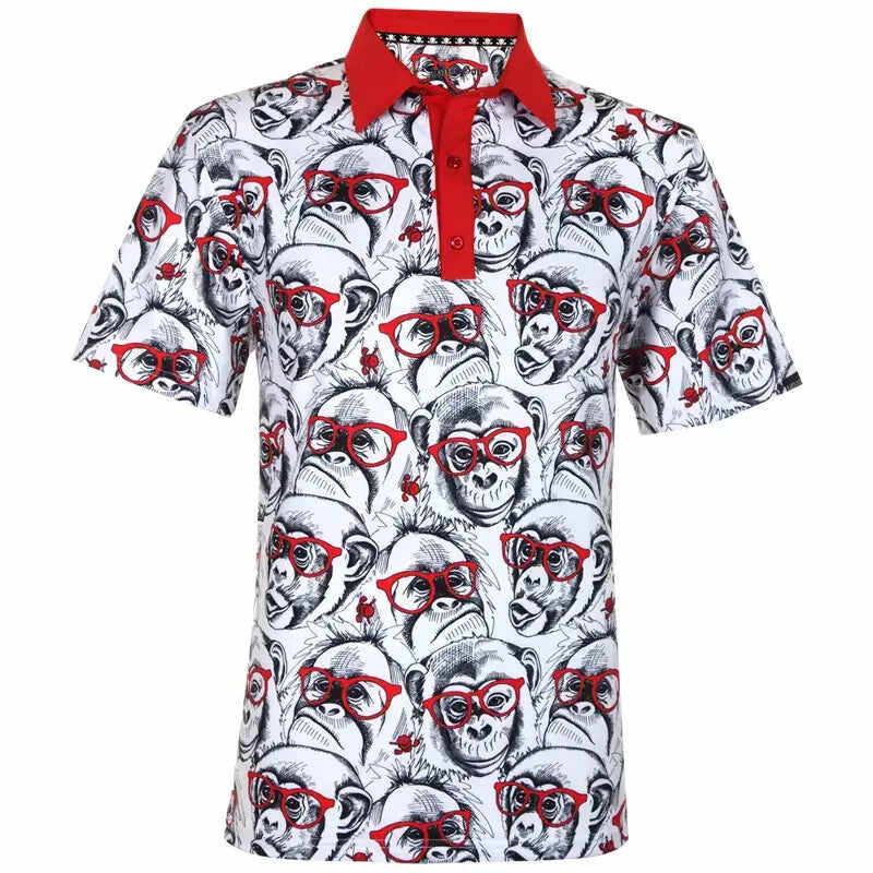Party Animal Cool-Stretch Men's Golf Shirt (Monkey)
