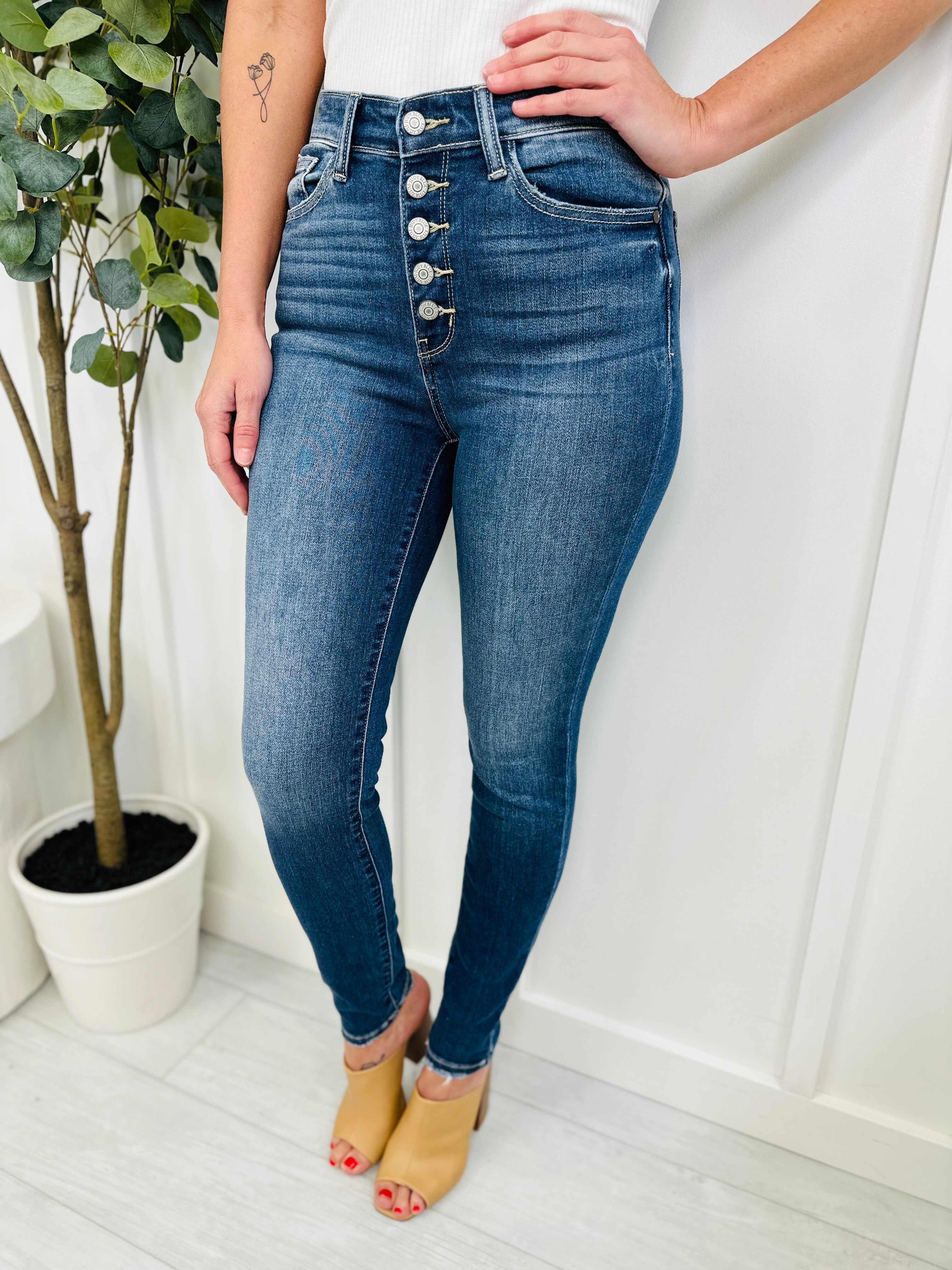 RESTOCK! PLUS/REG We Stay Fly Button Fly Skinnies