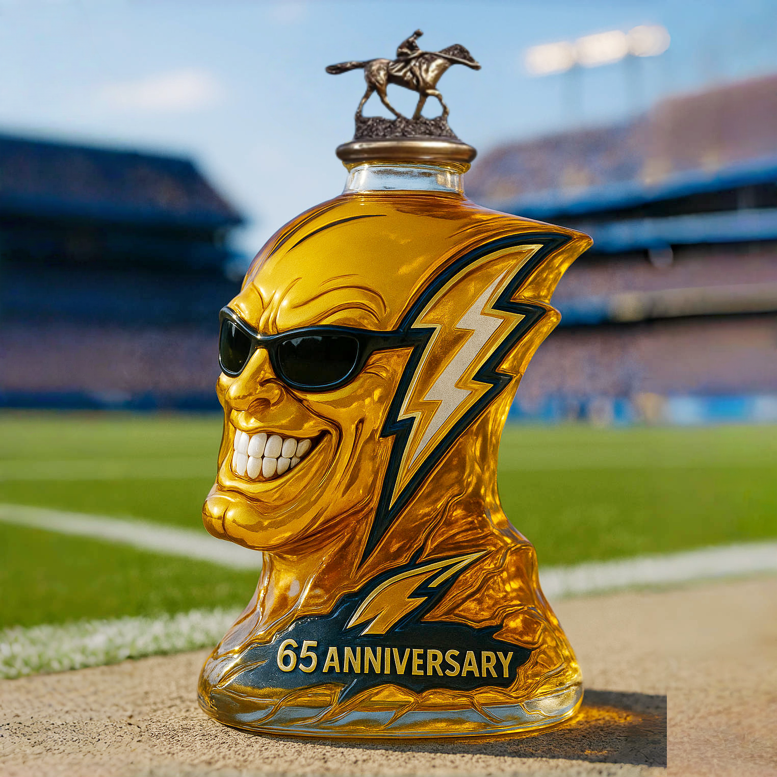 Los Angeles Chargers 65th Anniversary Whiskey Bottle