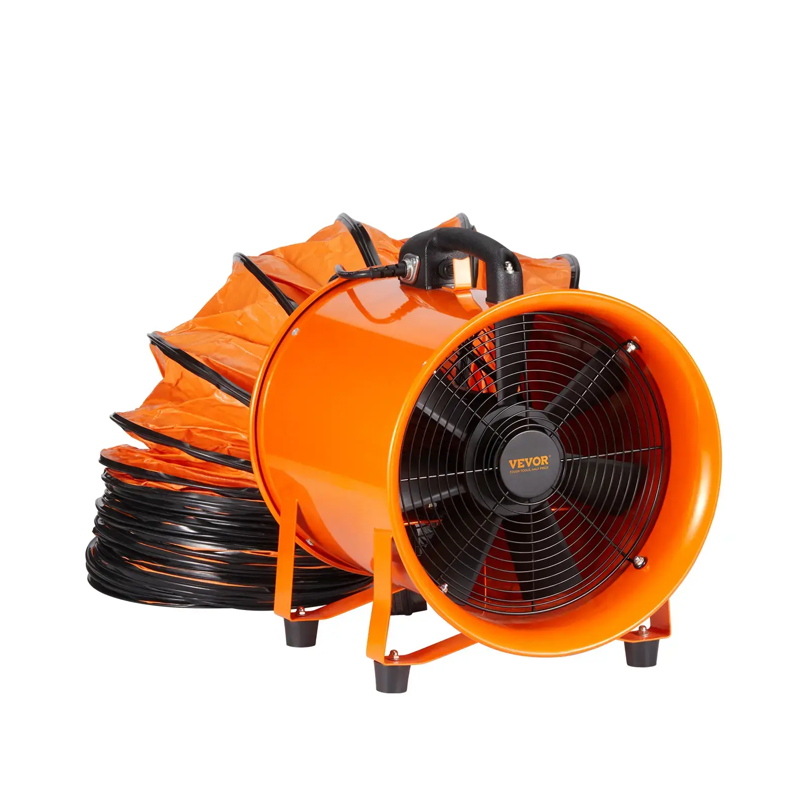 Portable Industrial Drum Fan10 in Heavy-Duty Cylinder Blower with 33ft Duct Hose380W 1893FM Ventilation Fan BoosterShop Exhaust Utility Tool for Dust & Smoke Removal (Home/Workplace)