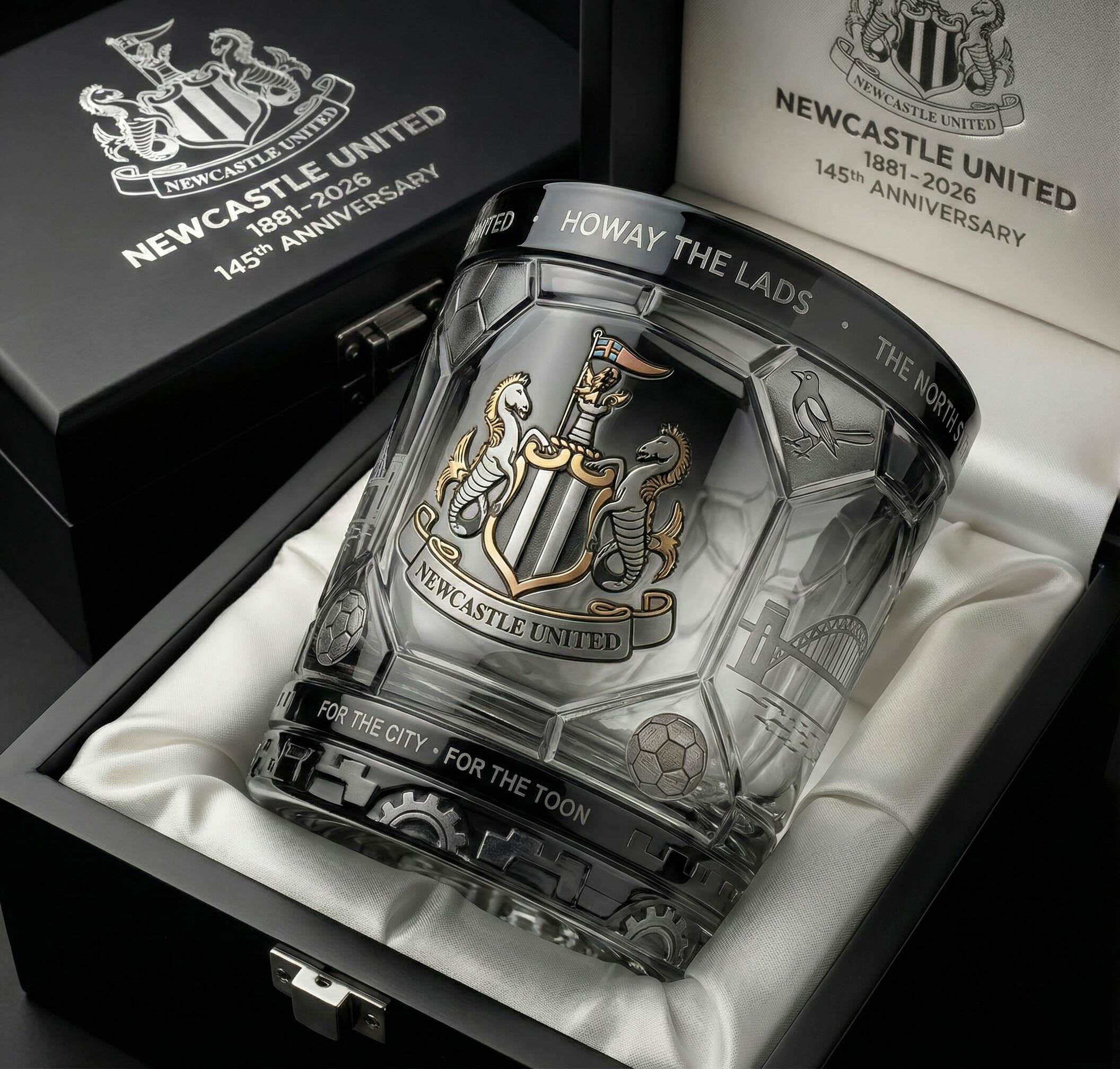 Newcastle United 145th Anniversary Commemorative Whiskey Glass