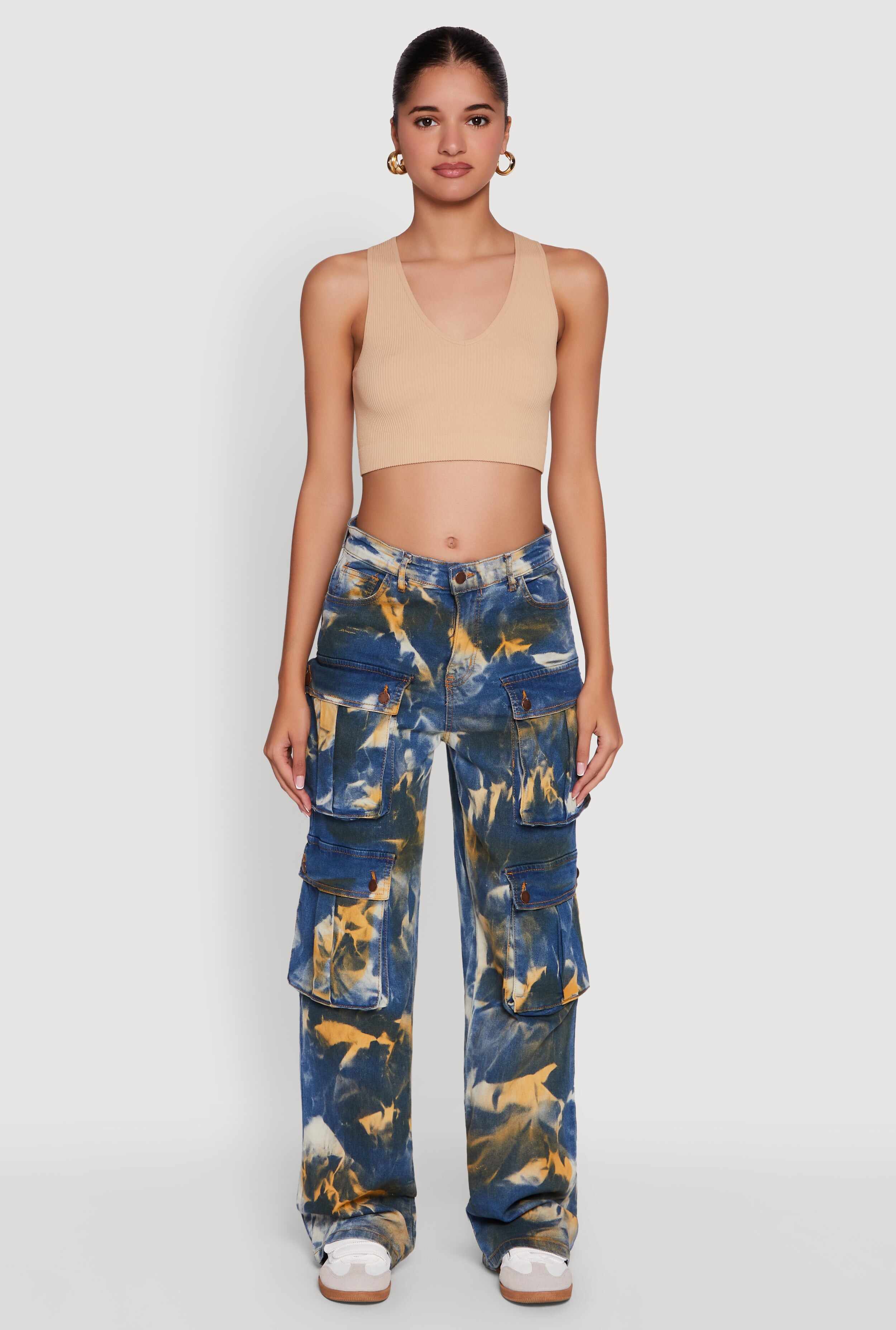 Daisy High Waisted Straight Leg Jeans with Cargo Pockets