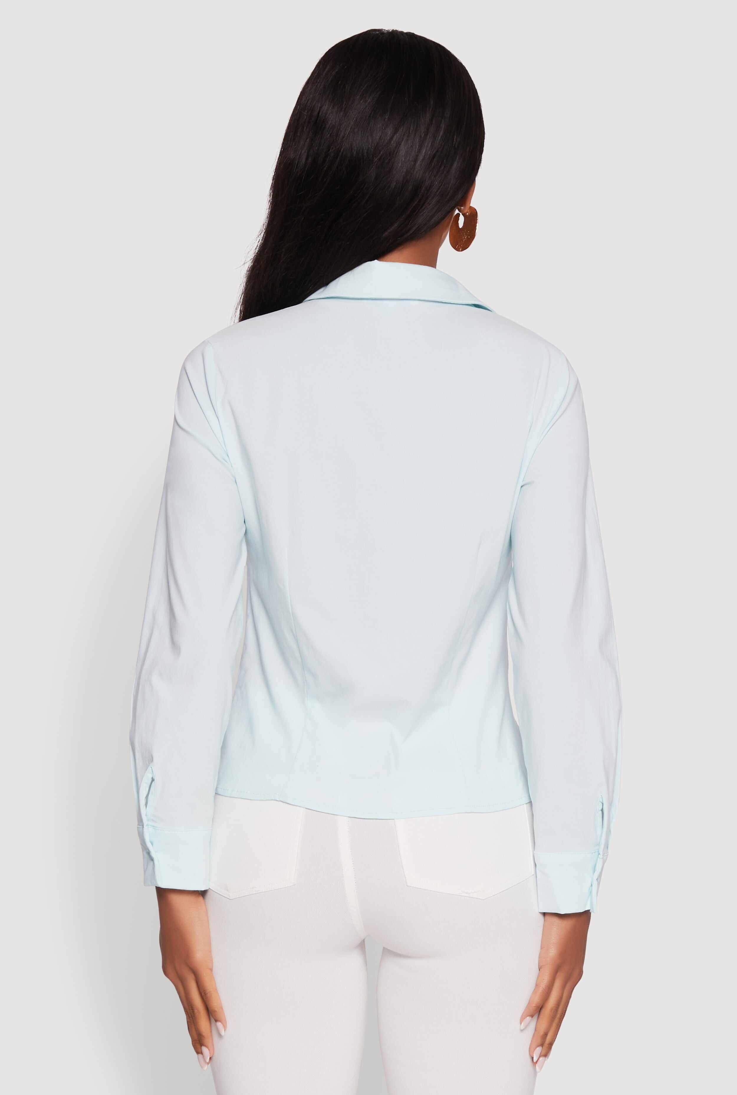 Iris Classic Fit Solid Button Front Long Sleeve Shirt