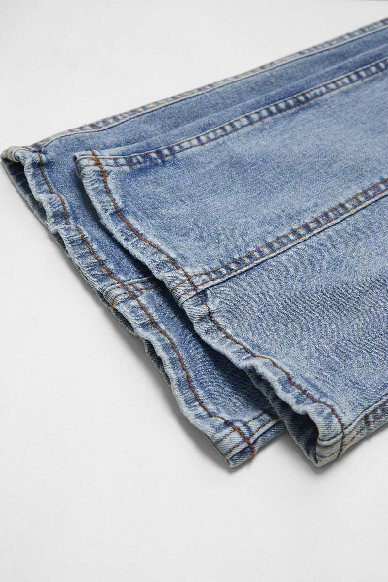 Wash Contrast Stitch Low Waist Bootcut Jeans