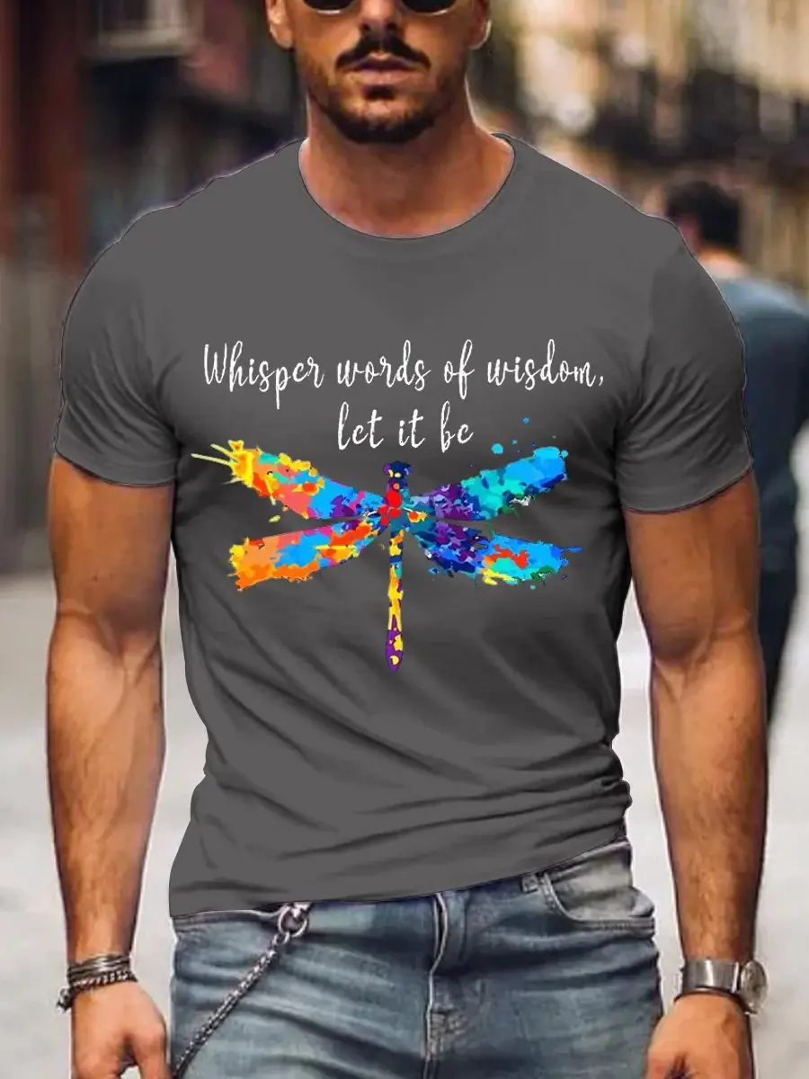 Men's Whisper Words Of Wisdom Let It Be Art Pattern Print Casual T-Shirt