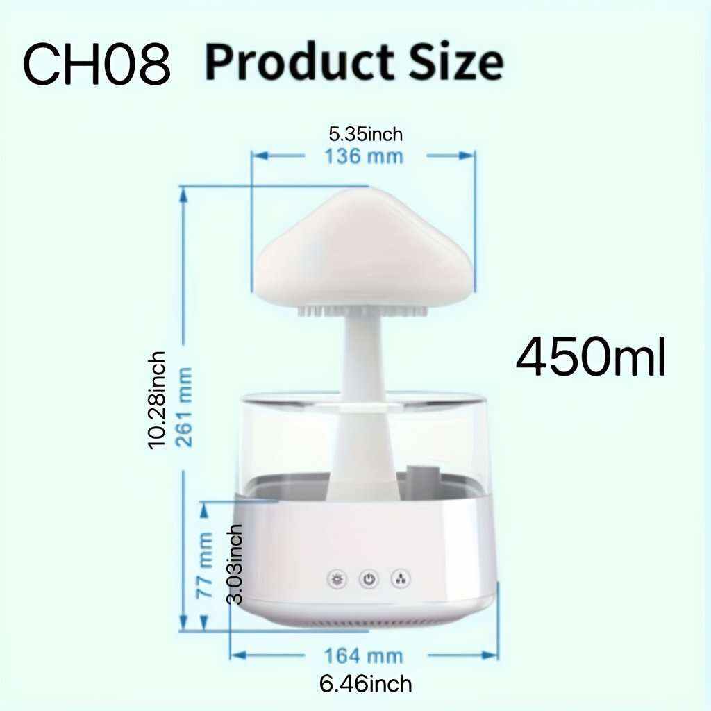 Creative Intelligent Multi-mode Multi-scene Colorful Lights Household Commercial Adjustable Rain Rain Cloud Humidifier USB Ultrasonic Atomization Colorful Night Light Cloud Raindrop Arrangement Machine (usb Interface Including Fcc, Ce, Rohs)