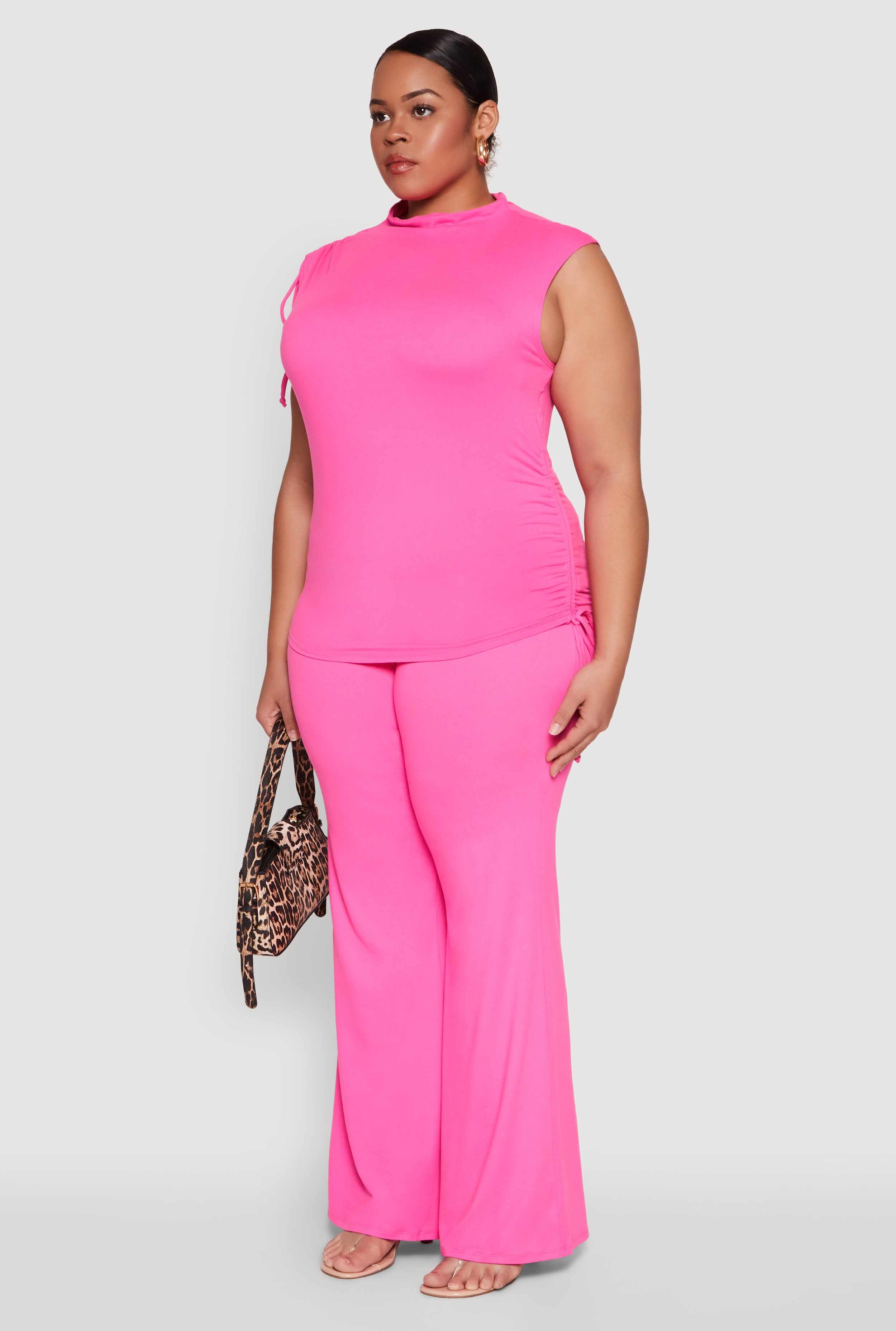 Plus Size Mock Neck Side Ruched Top