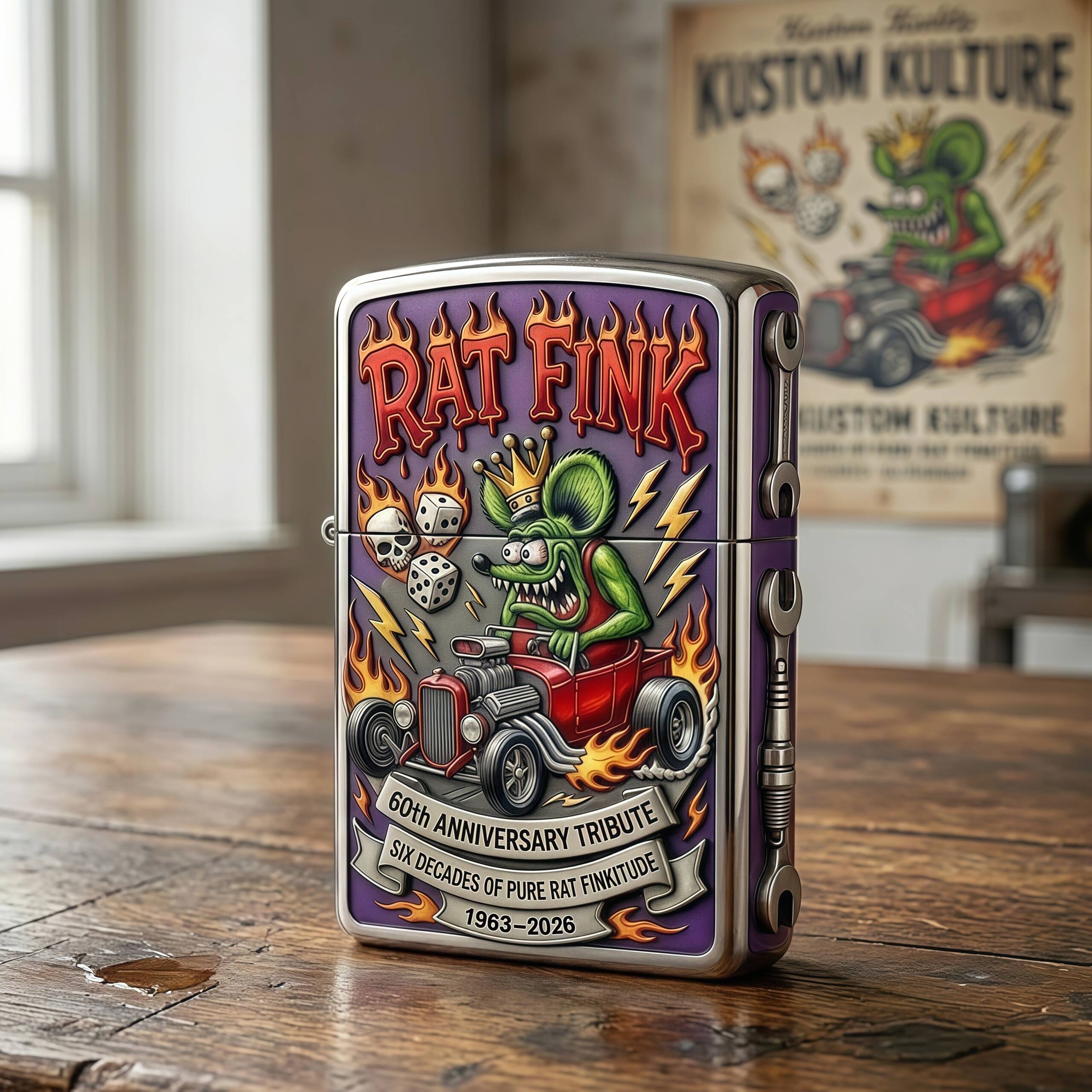 🎁Rat Fink 60th Anniversary Limited Edition Kustom Kulture Lighter🔥
