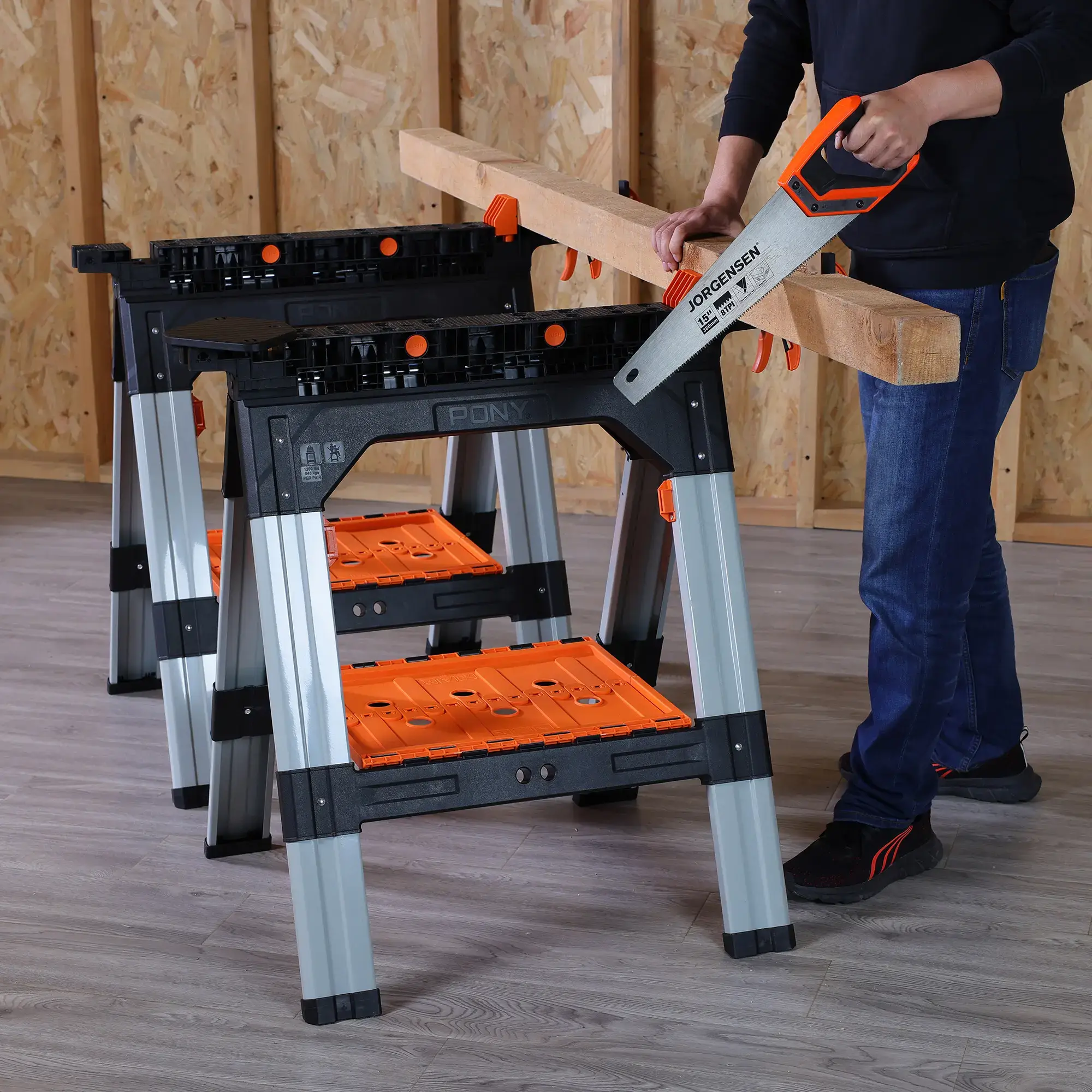 2-Pack Clamping Sawhorses, 1200 LBS Load Capacity, 30-3/4
