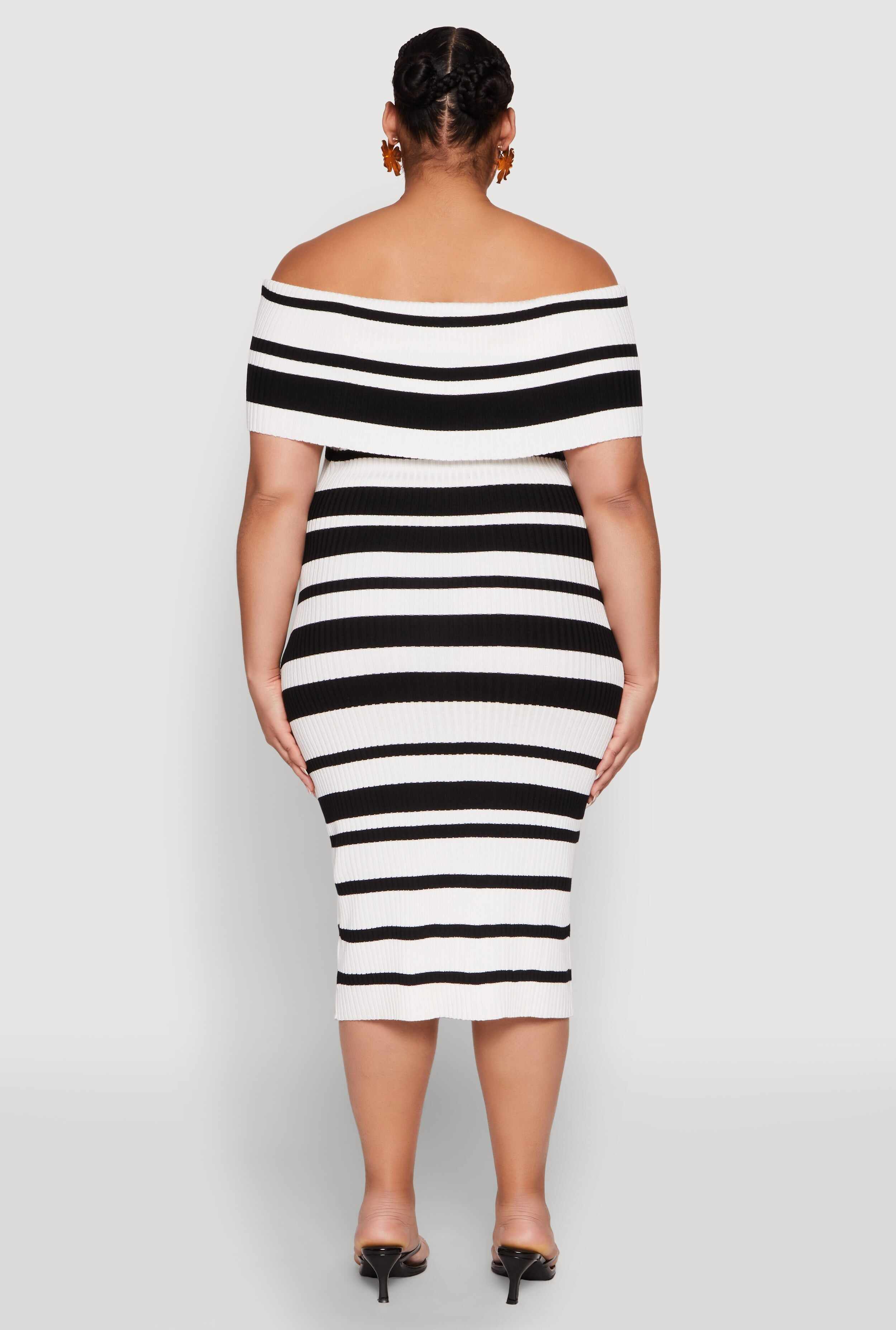 Plus Size Almost Famous Off the Shoulder Striped Dress