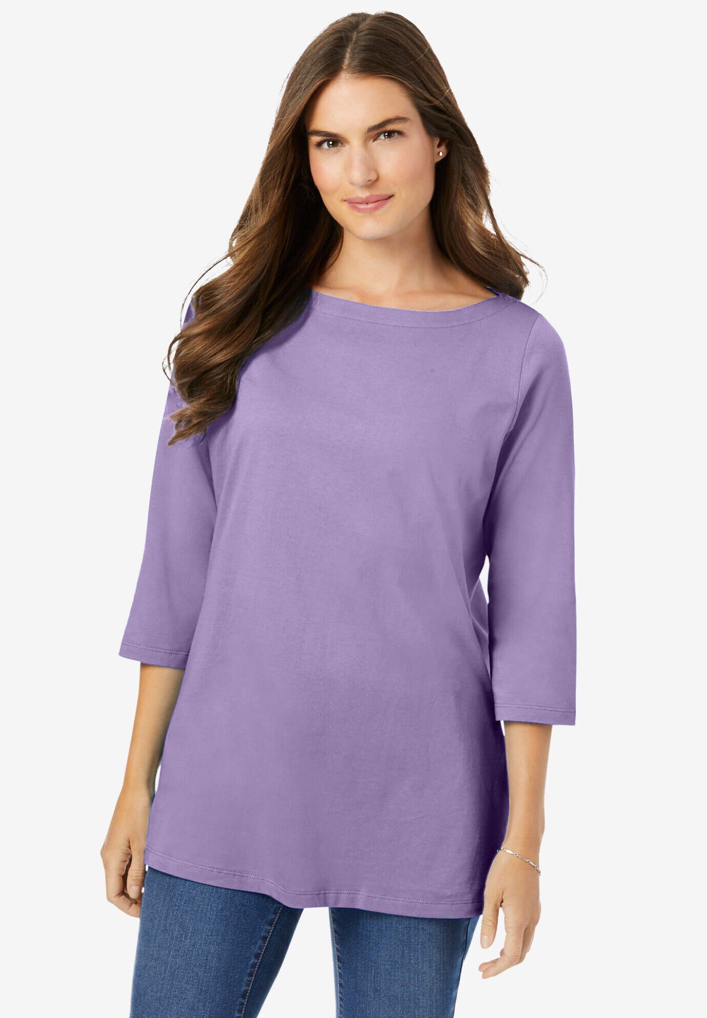 Perfect Three-Quarter Sleeve Boatneck Tee