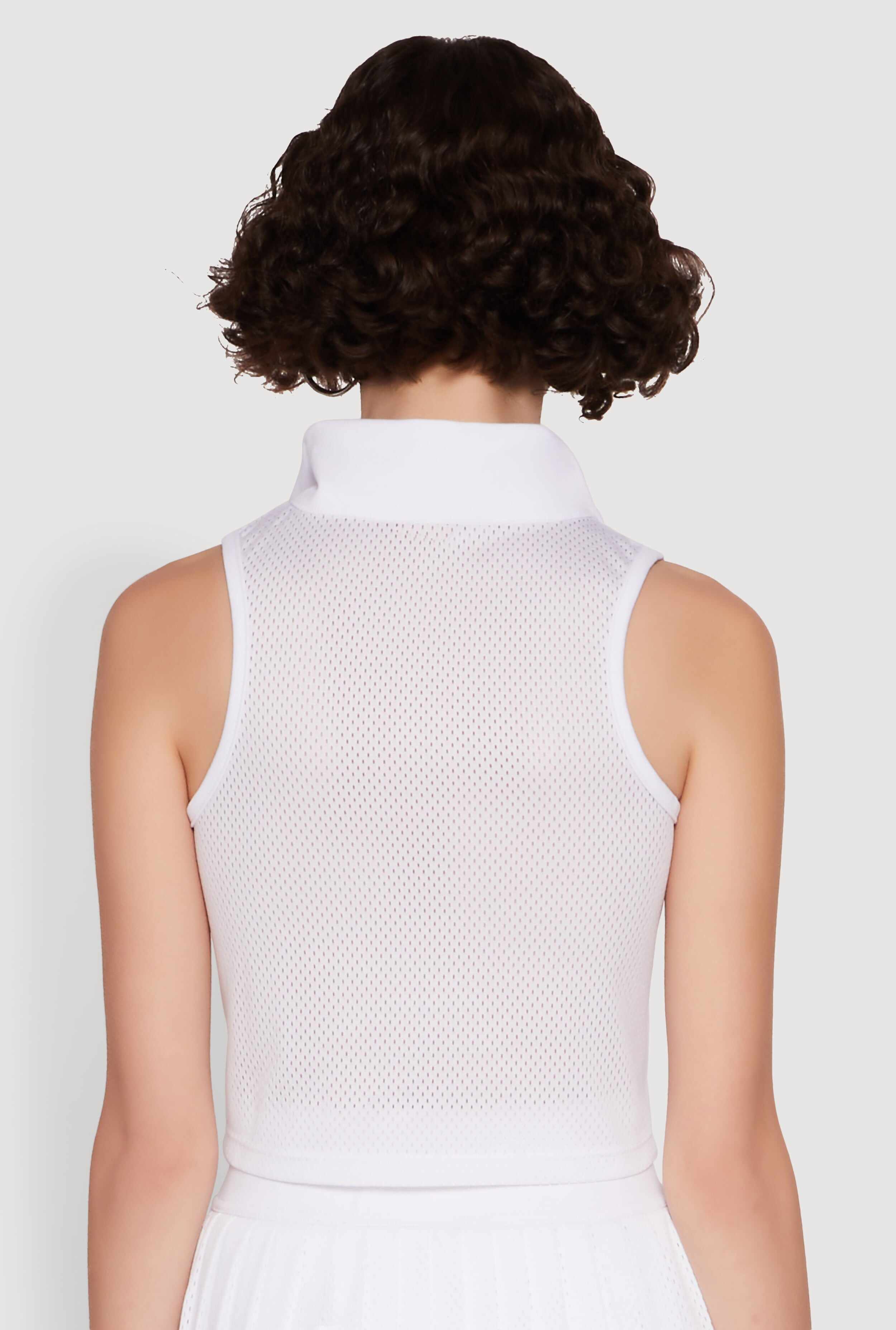 Stylish Zip Front Jersey Mesh Back Polo Top