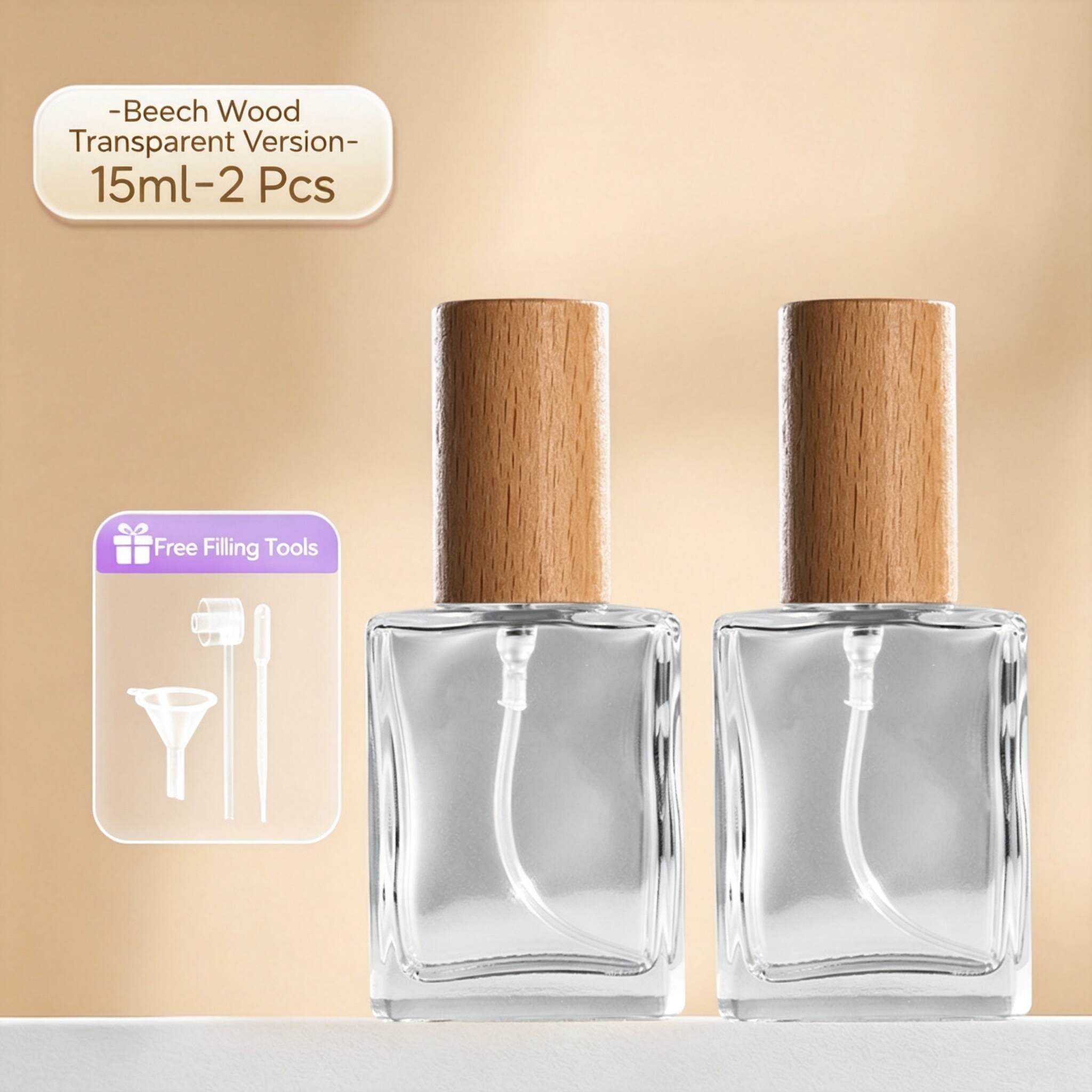 2 Pack Clear Square Glass Perfume Atomizer