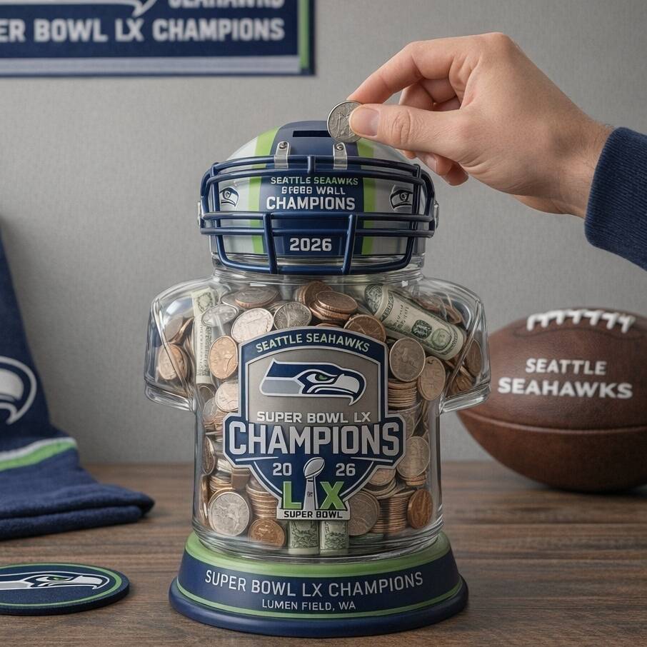 Seattle Seahawks 2026 Super Bowl Champions Memorial Coin Jar