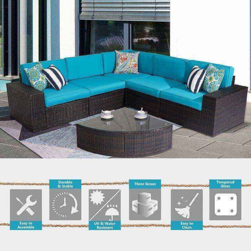 Kerwick Wicker/Rattan 5 - Person Seating Group with Cushions