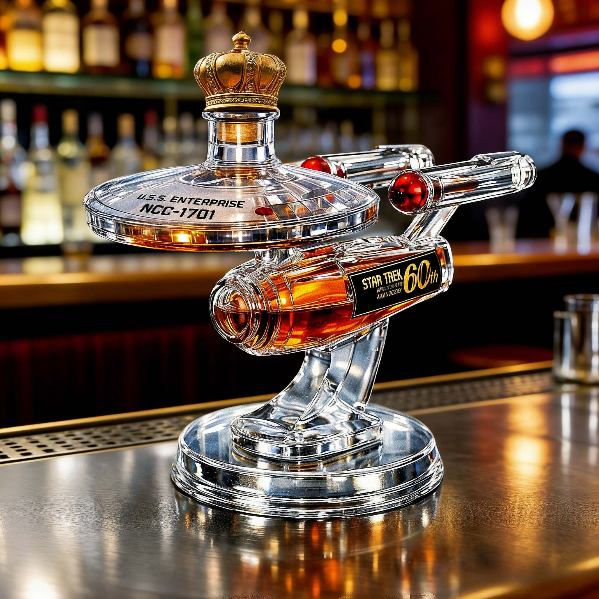 60th Anniversary USS Enterprise Whiskey Bottle