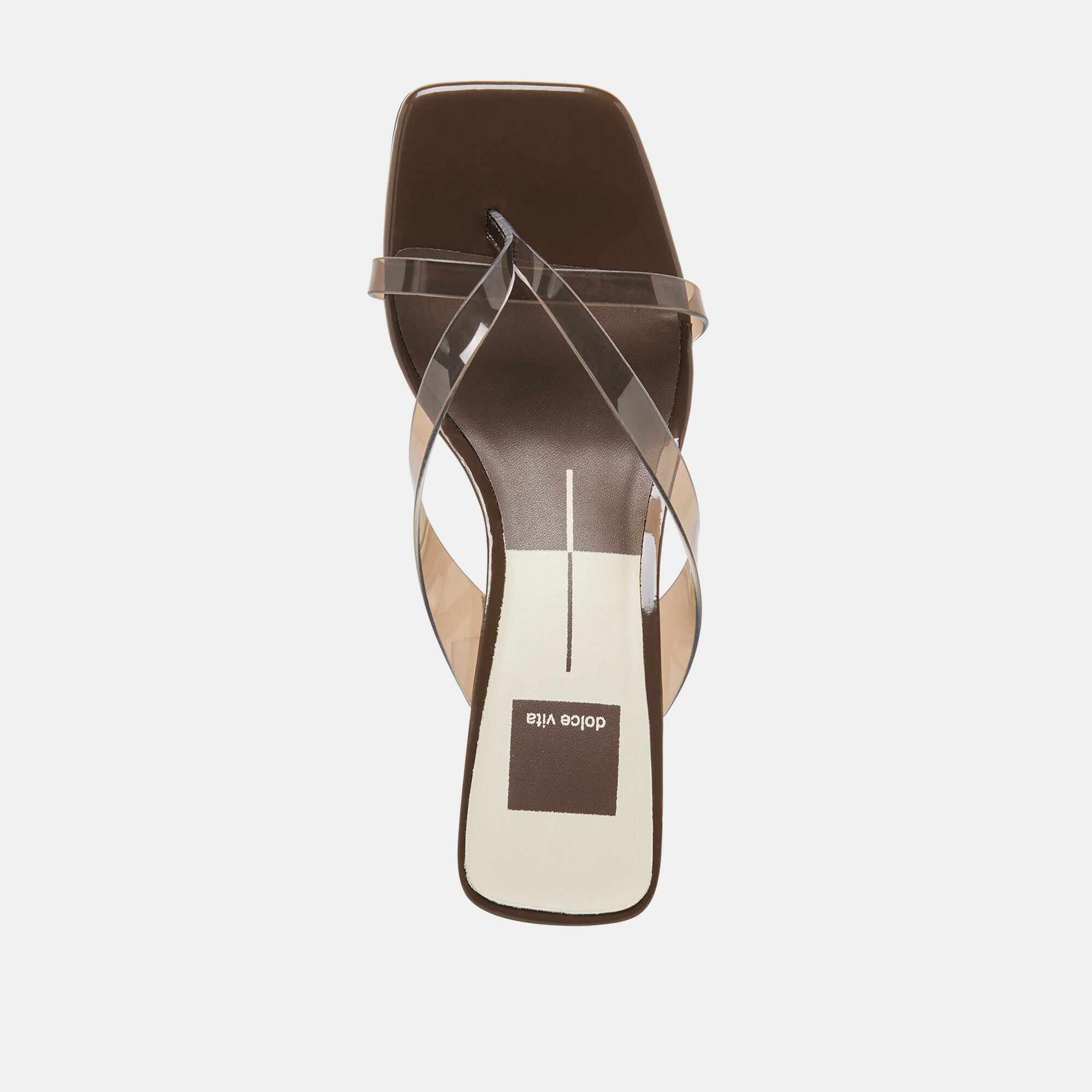 BREVEL VINYL WIDE HEELS DK BROWN JELLY