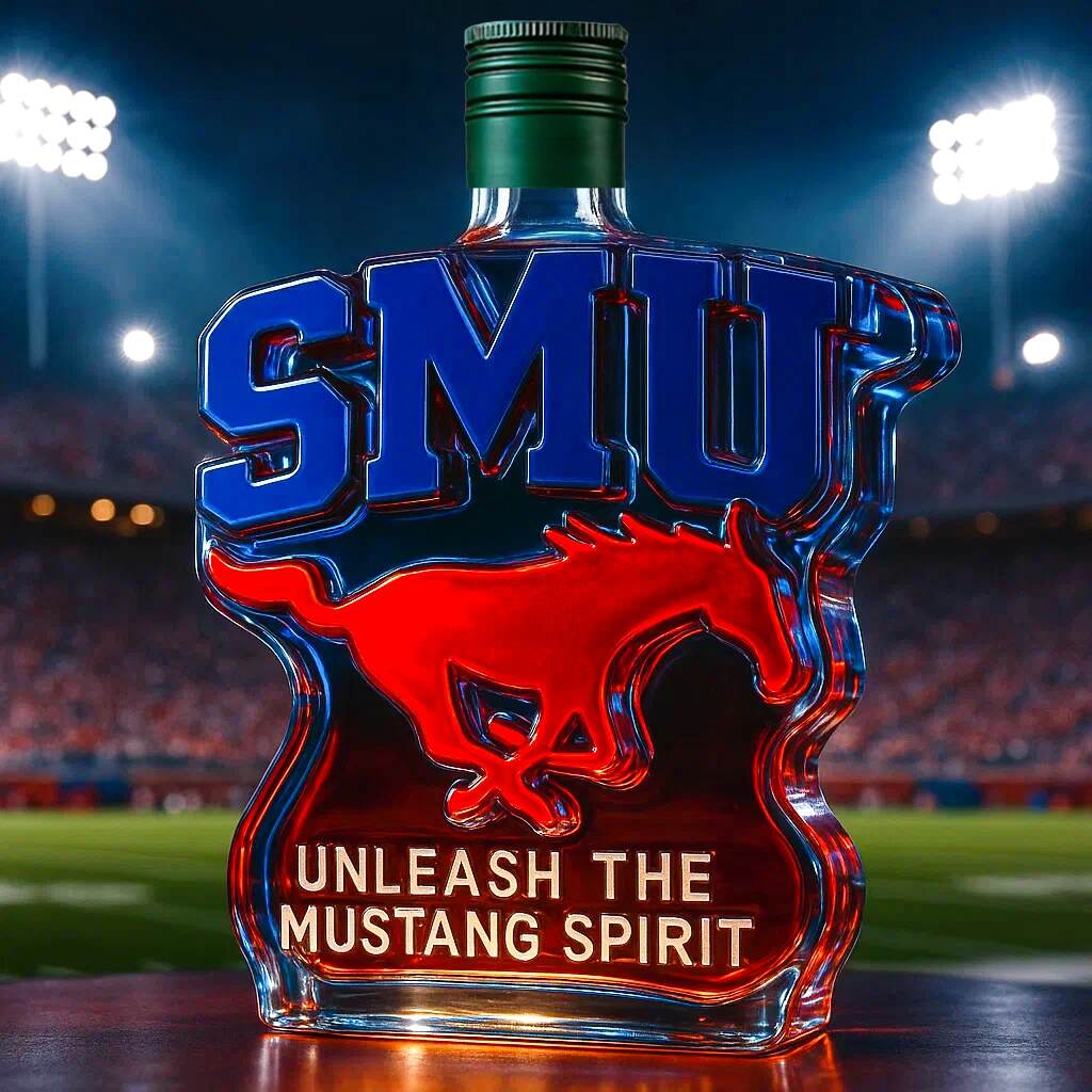 SMU Mustangs Whiskey Bottle