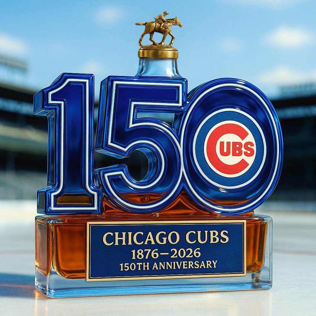 Chicago Cubs 150th Anniversary Whiskey Bottle