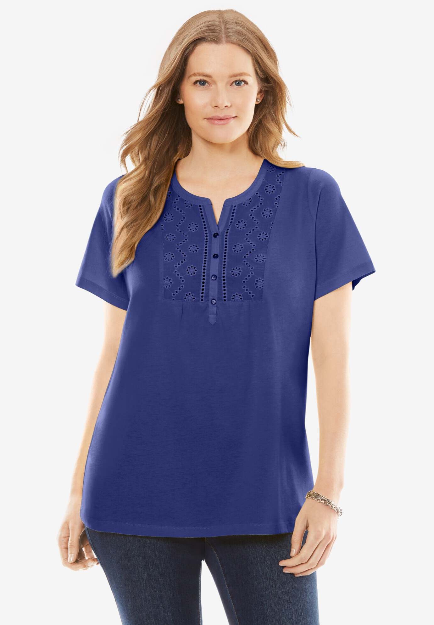 Eyelet Henley Tee