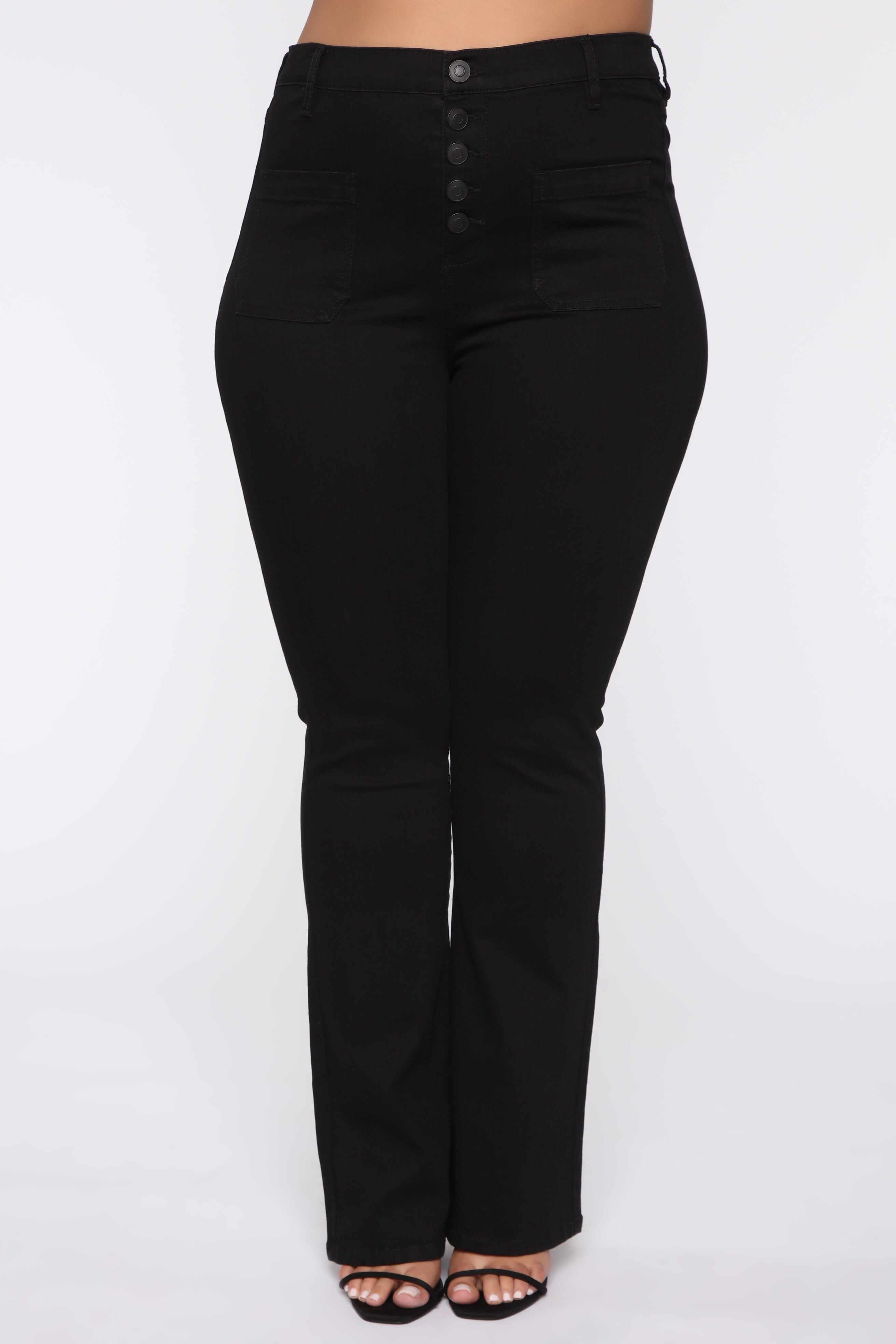 Katt Flare Button Jeans - Black