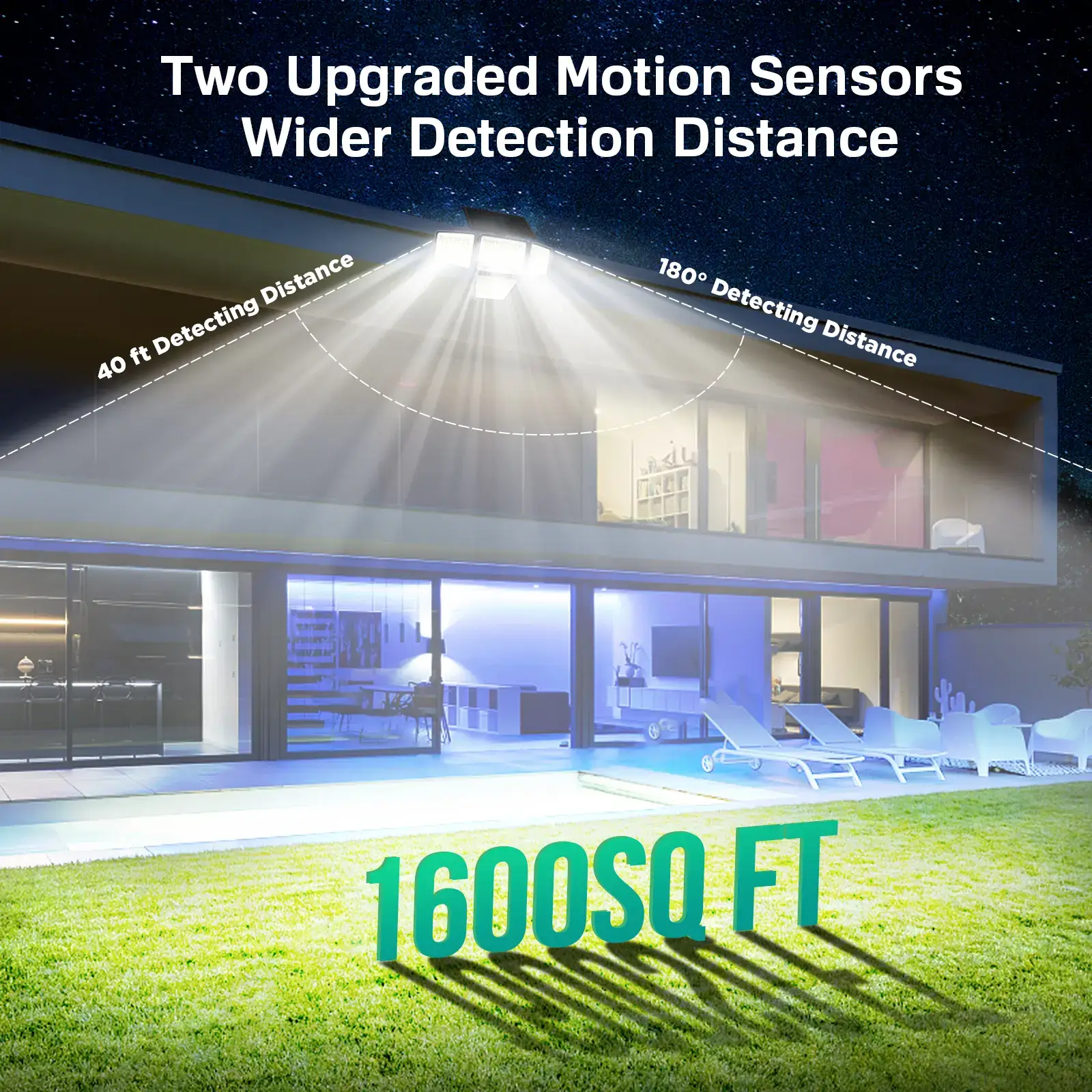 Solar Motion Sensor Lights-4 Heads 3000LM, IP65Waterproof, 270°Wide Angle Lighting Security Light for Yard, Garage, Porch, Pool,Garden,Barn,Patio,Thanksgiving home decor,Holiday Haul,Christmas gifts