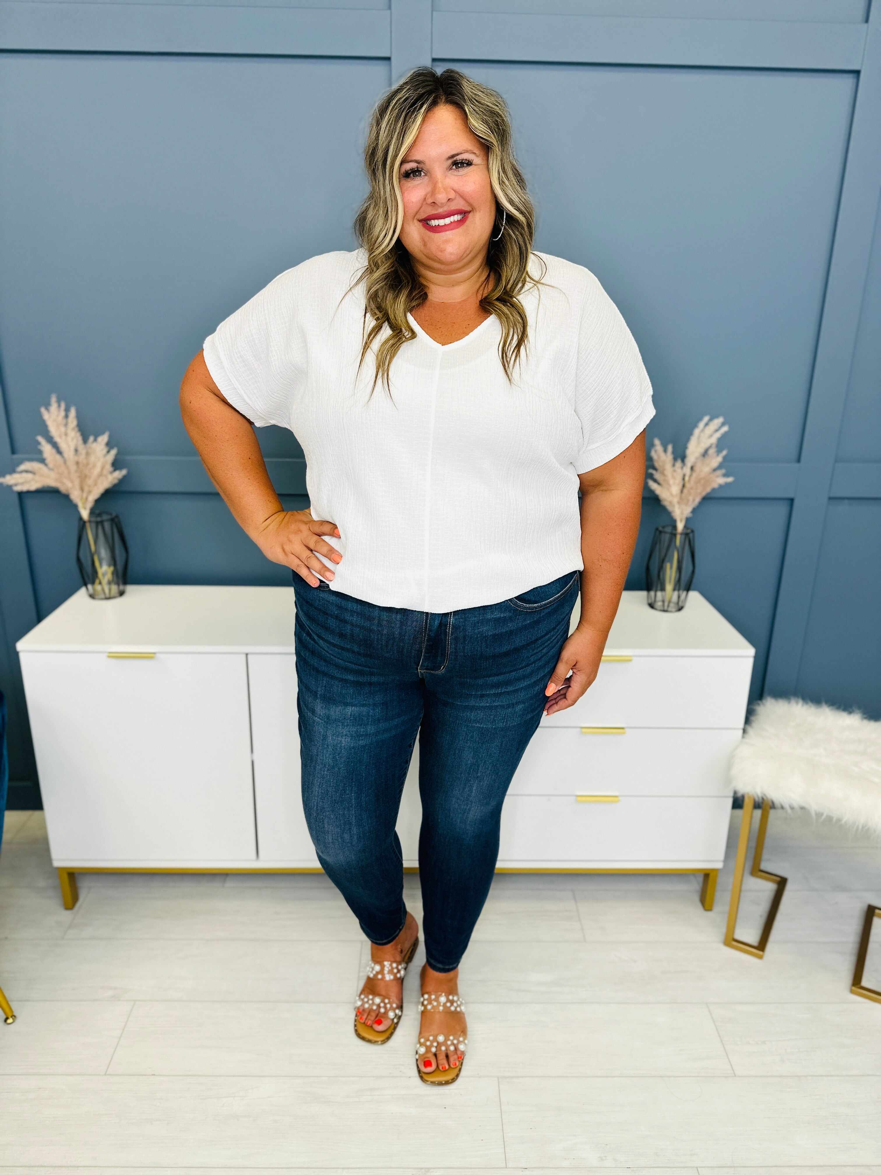 Reg/Curvy Blessed and NonDistressed Relaxed Fit Jeans