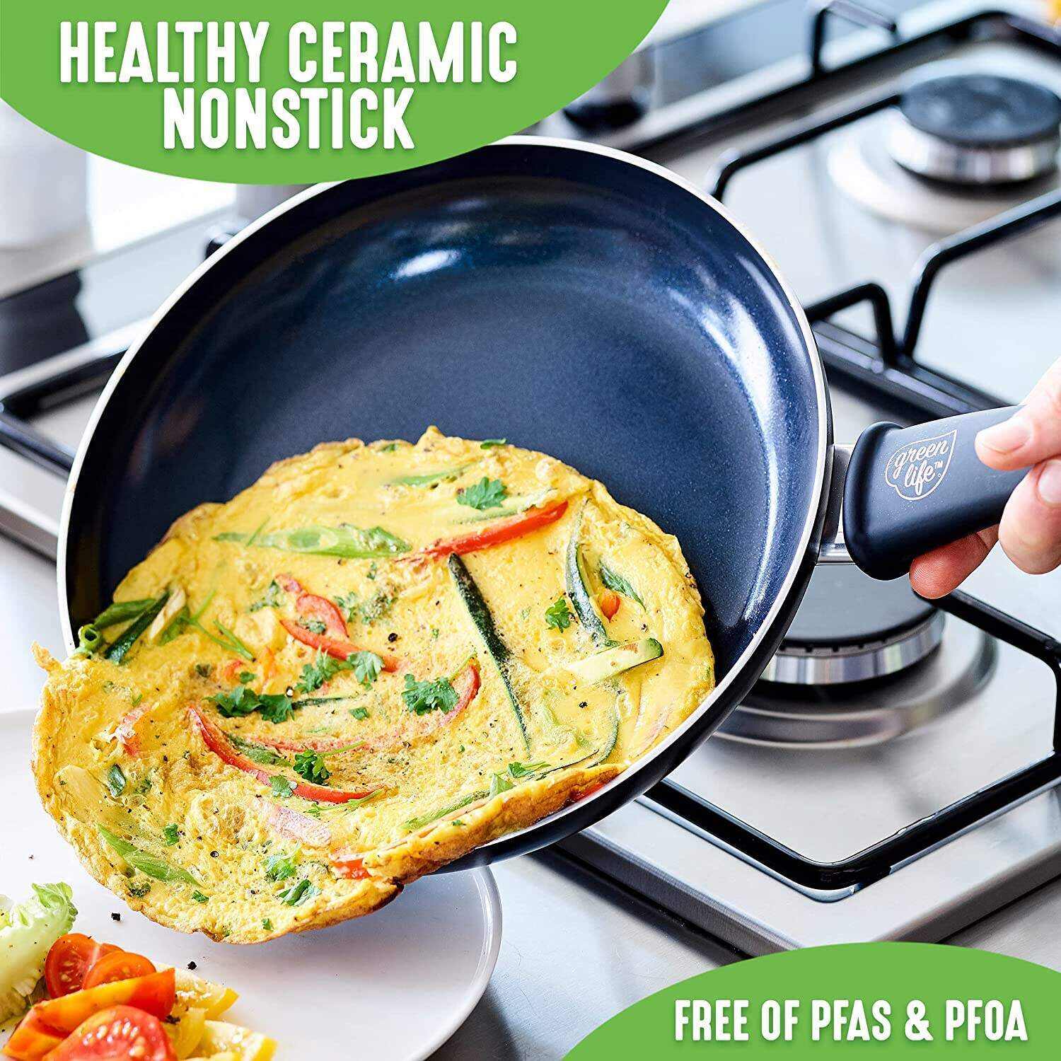 Healthy Ceramic Nonstick, 16 Piece Cookware Pots