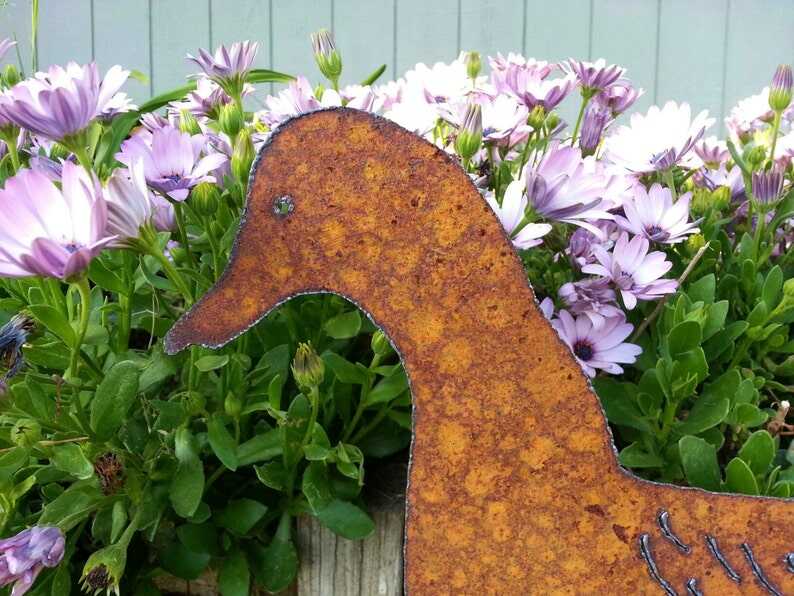 Duck Family Rusty Metal Garden Art Hand cut