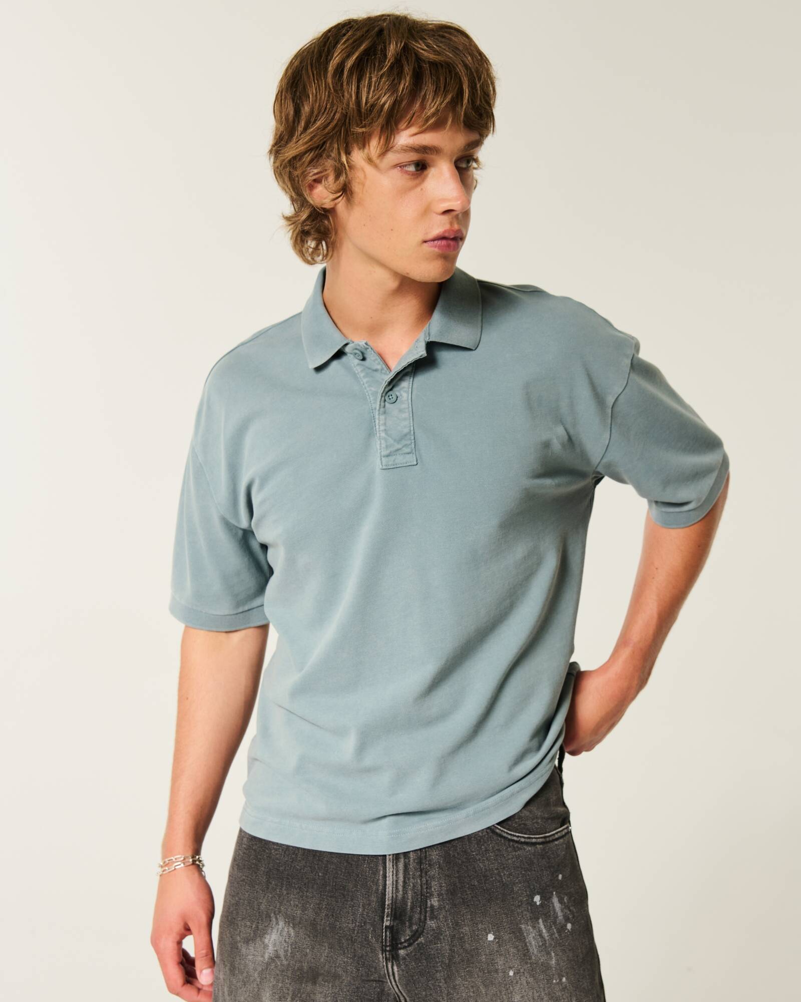 Boxy Crop Washed Polo