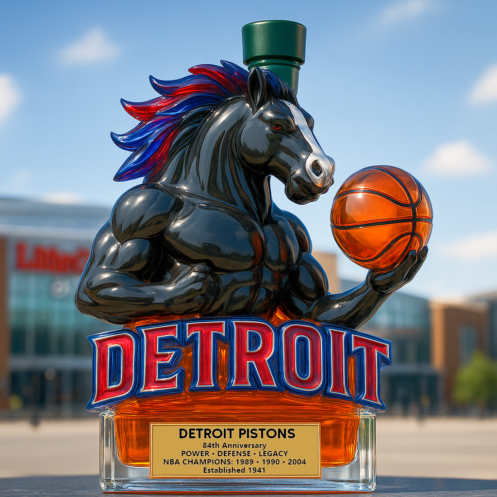 Detroit Pistons Whiskey Bottle