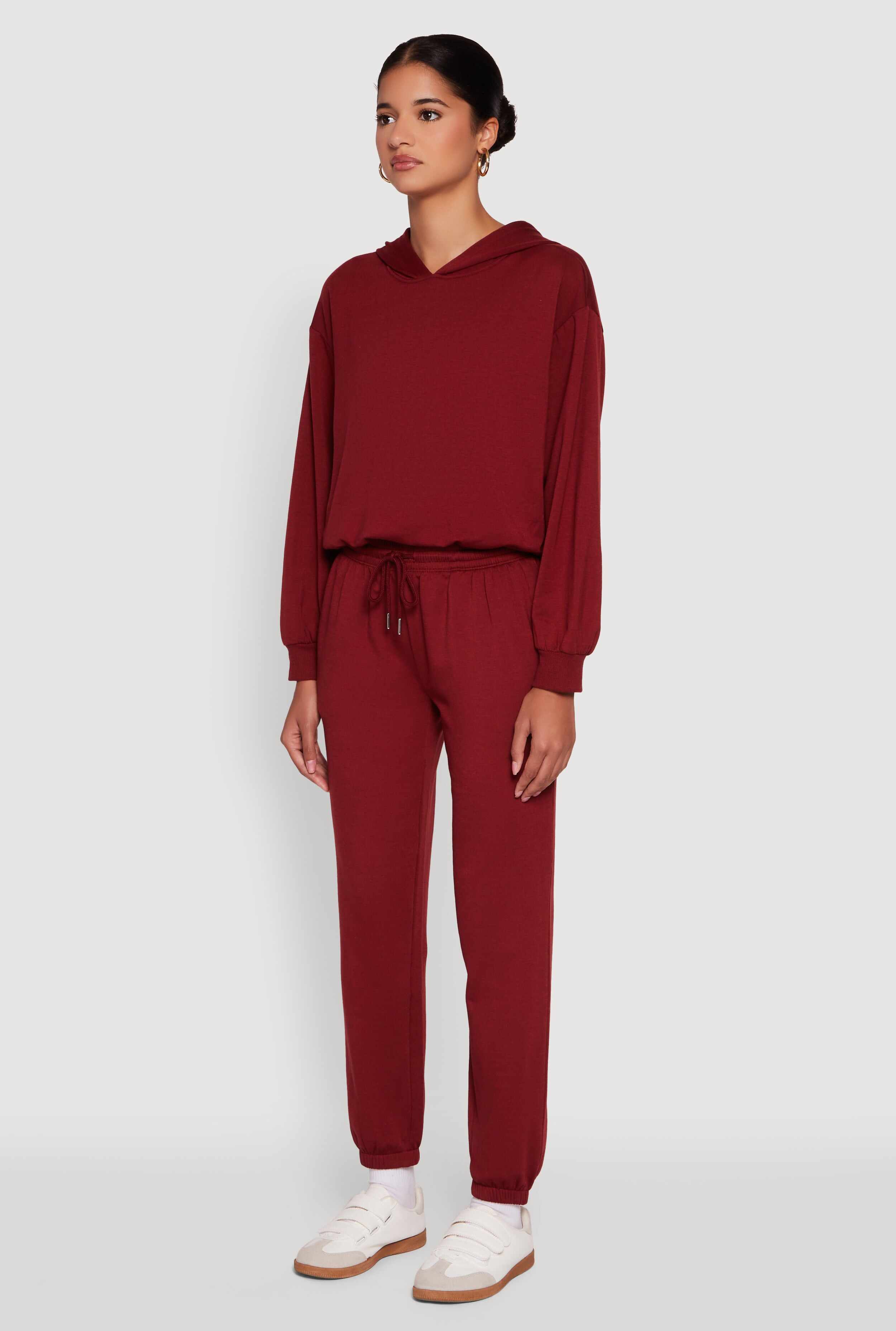 Bubble Hem Fleece Lined Hooded Crop Sweatshirt